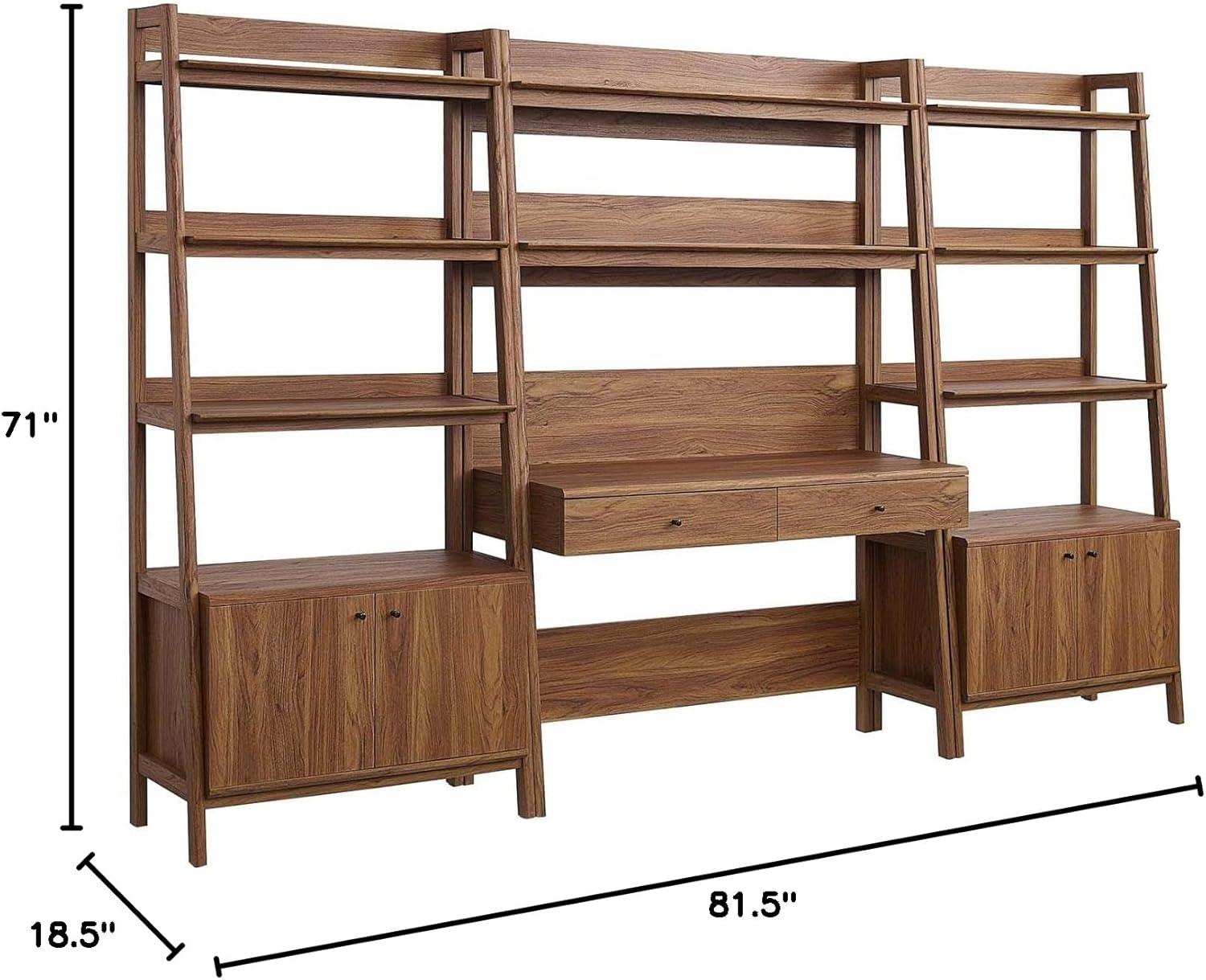 Modway Bixby 3-Piece Wood Office Desk and Bookshelf