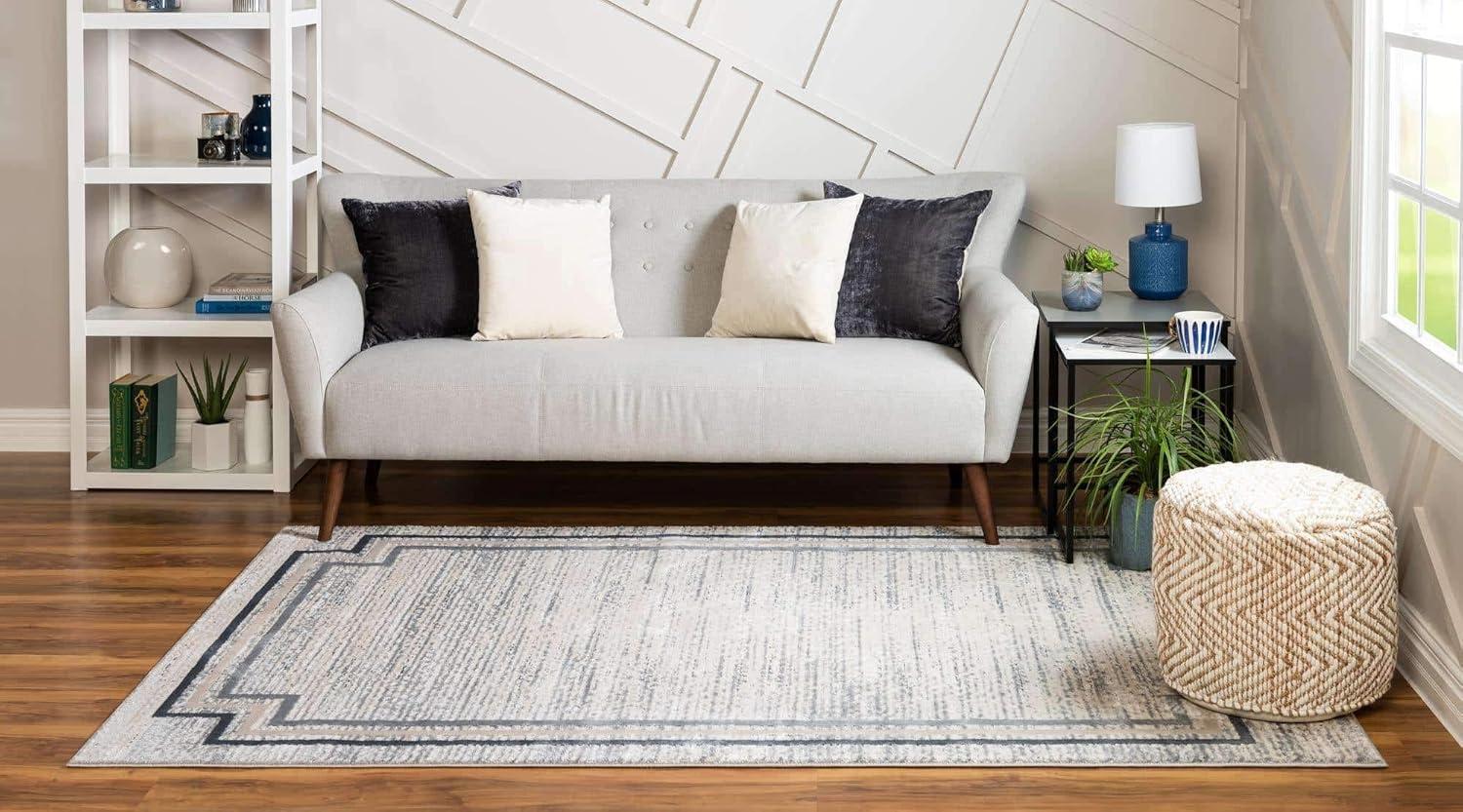 Unique Loom Oasis Collection Area Rug - Fountain (6'  x 9' Rectangle Gray/Ivory)