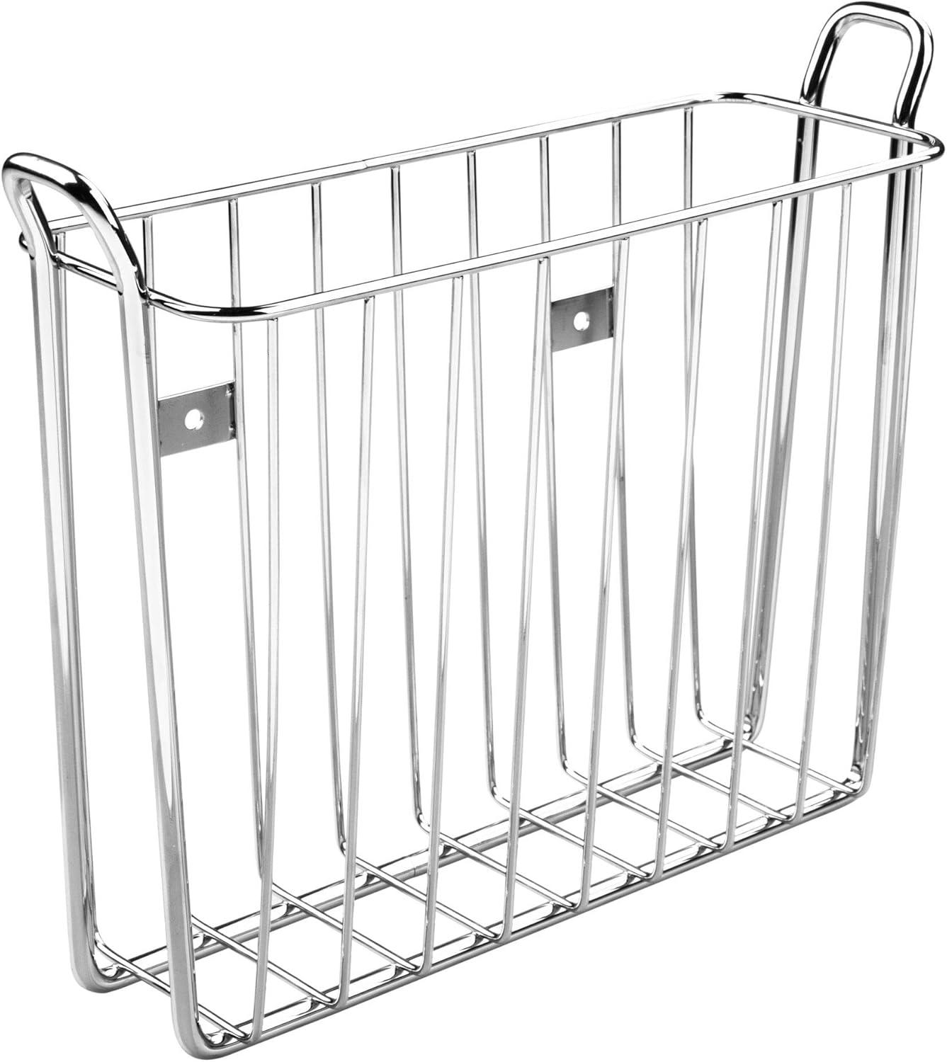 Chrome Metal Wall Mounted Magazine and Book Holder