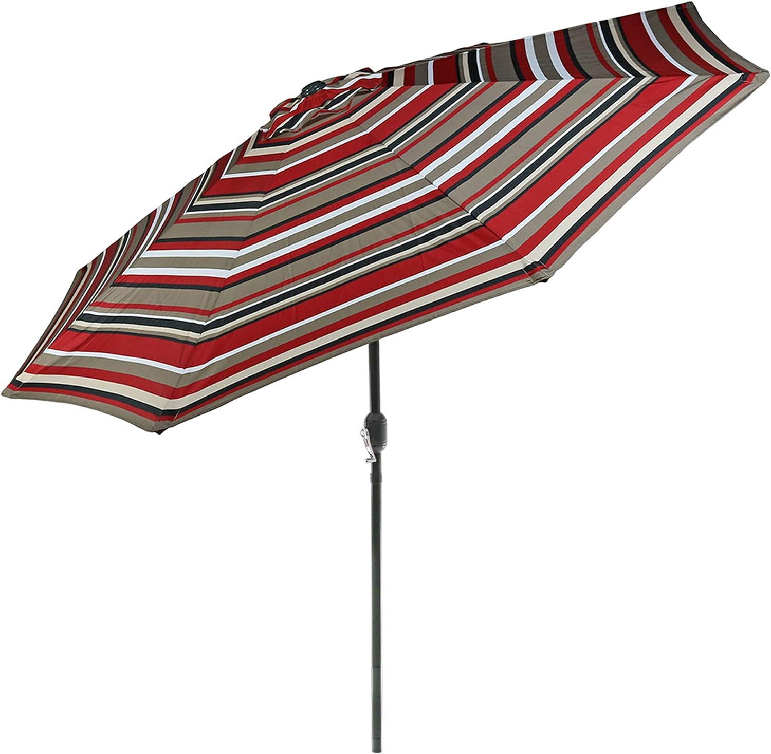 Sunnydaze Outdoor Aluminum Patio Umbrella, Tilt, and Crank - 9' - Awning Stripe