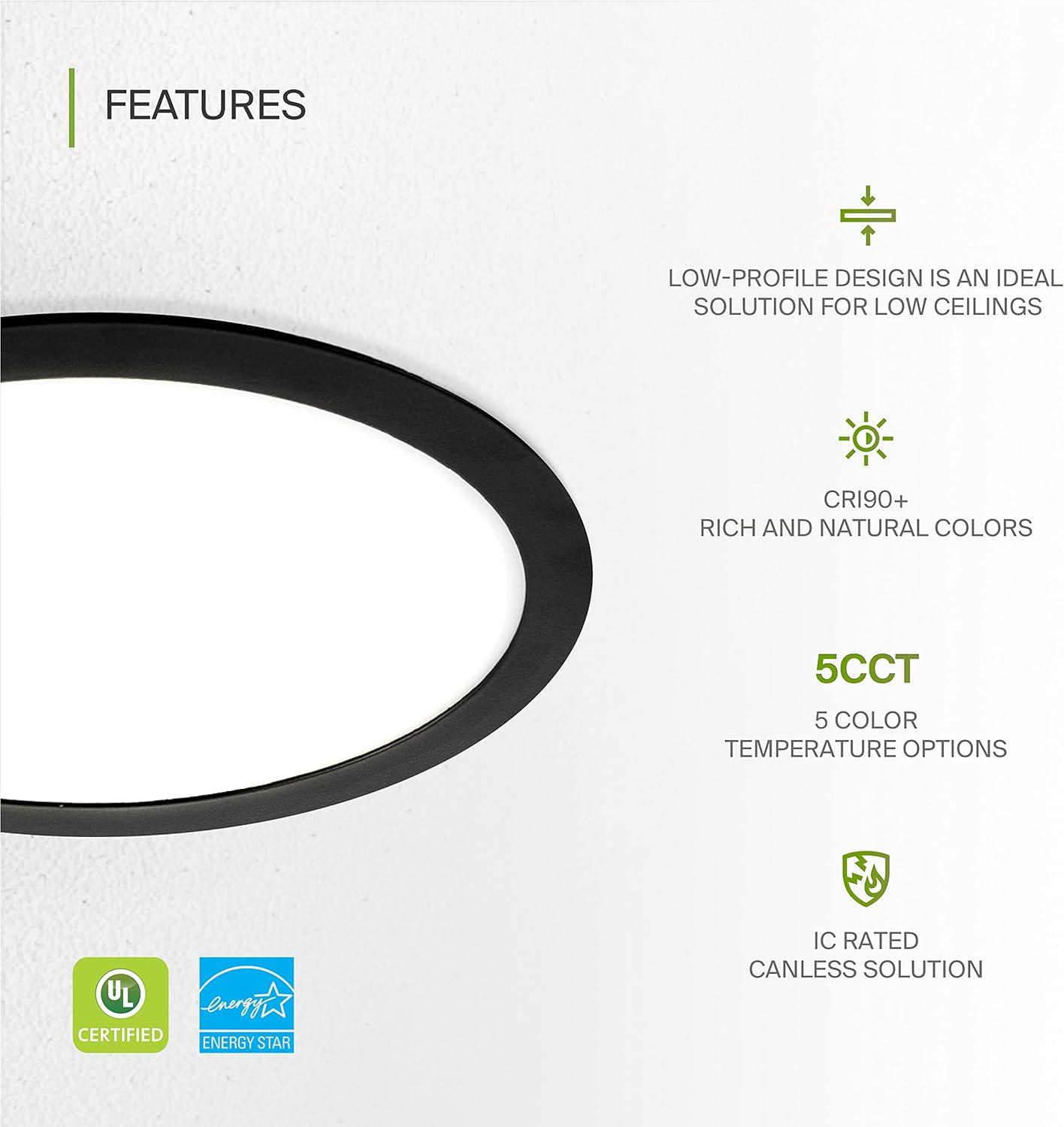 Black 12-Inch LED Dimmable Round Recessed Light