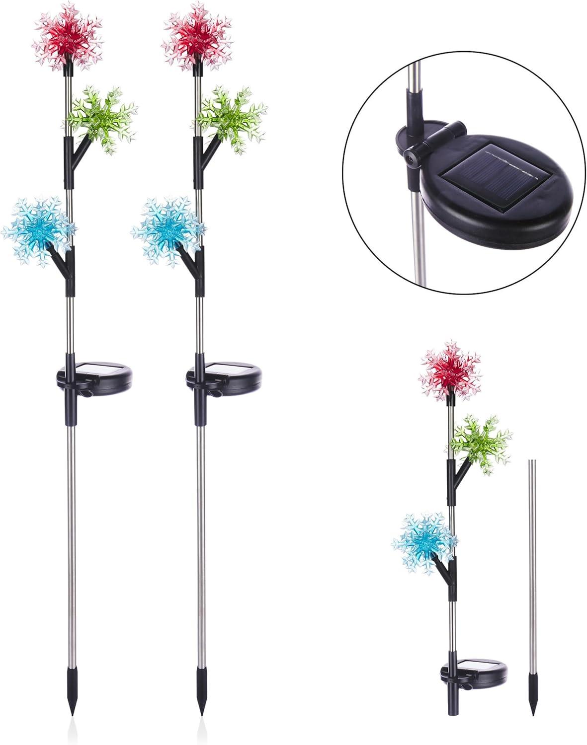 Alpine Corporation  Outdoor Garden Stakes LED Lights (Set of 2) Multi - Snowflake 32"