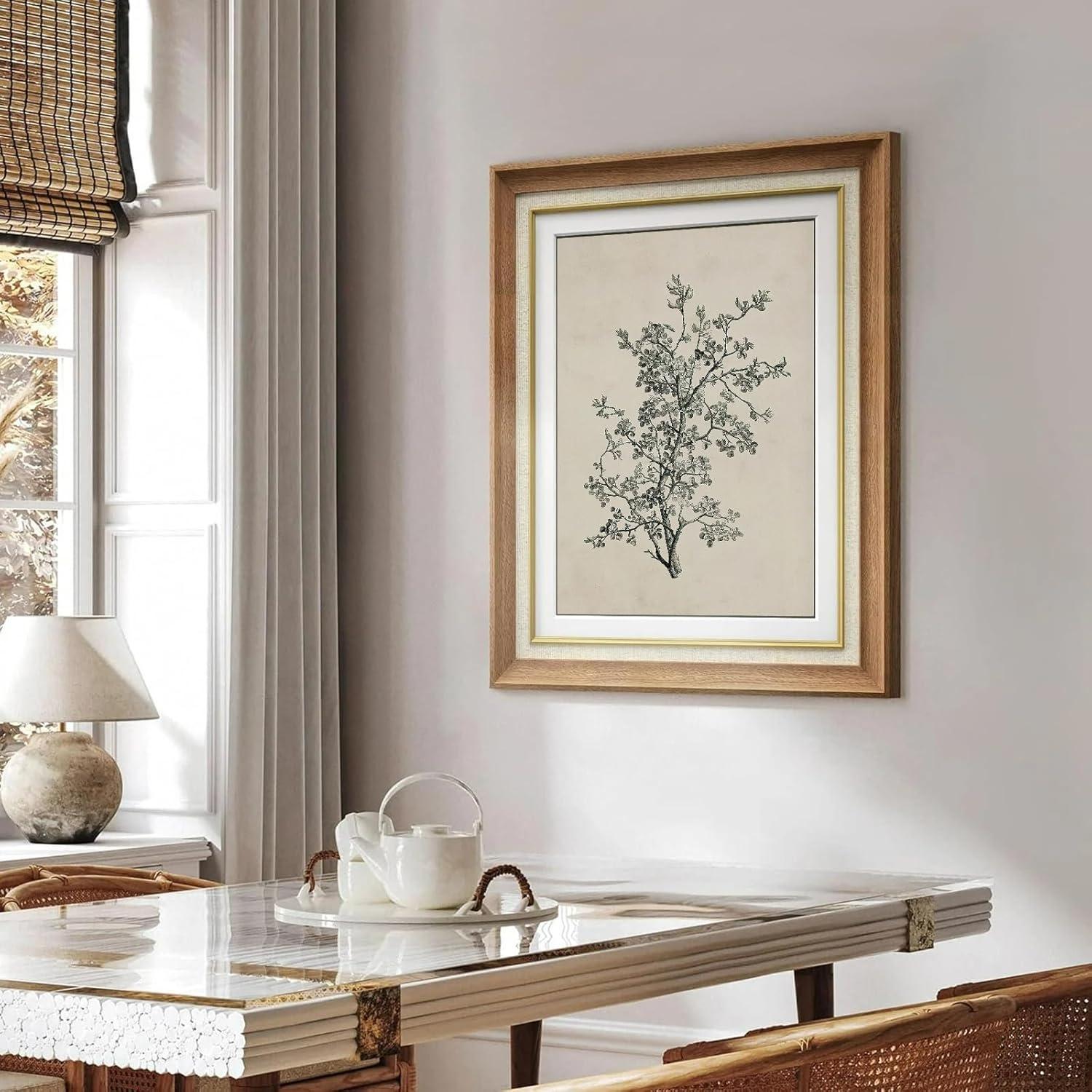 Vintage Botanical Wall Art Prints - Black and White Sketch Art Decor - Antique Pictures and Rustic Paintings for Living Room Bedroom - 12"x16" Unframed