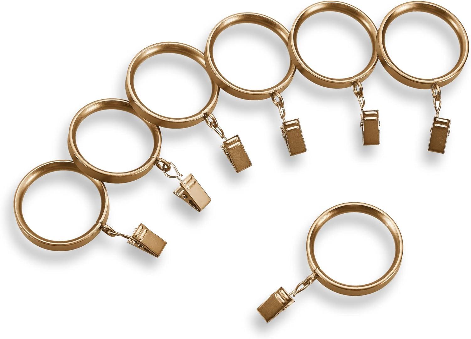 Warm Gold Flat Steel Curtain Clip Rings Set of 14