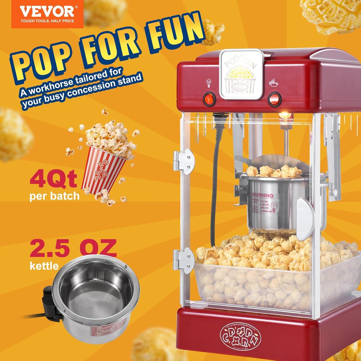 Stellweilan Tessberg Popcorn Popper Machine Tabletop Popcorn Maker 300W 2.5 Oz Red