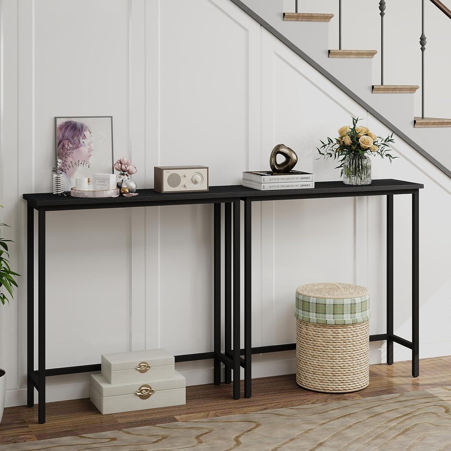 HOOBRO Narrow Console Table 29.5" Entryway Small Sofa Side Display Hallway Bedroom Foyer Black BK75XG01