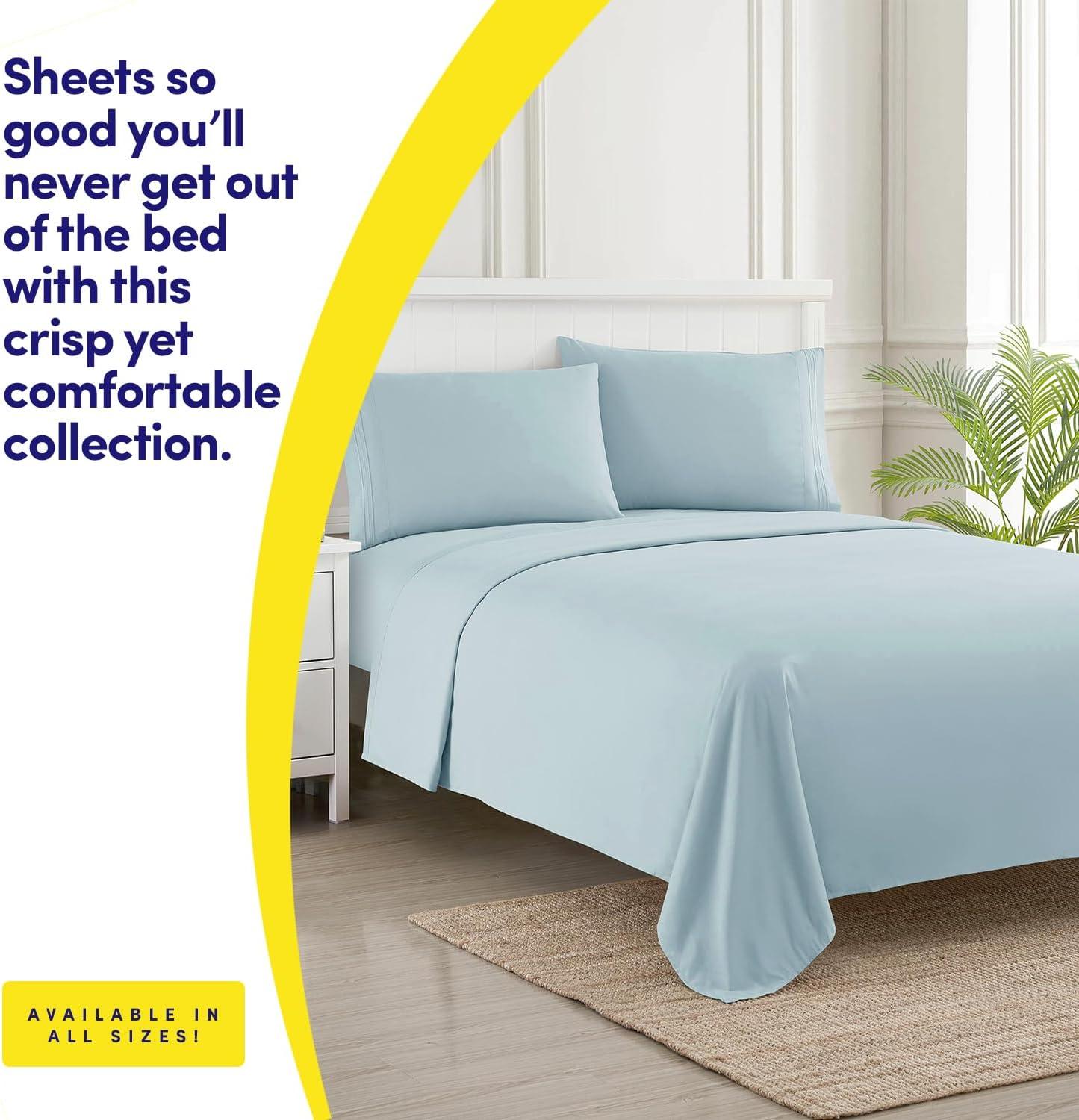 1500 Supreme Collection Bed Sheets - PREMIUM QUALITY BED SHEET SET & LOWEST PRICE, SINCE 2012 - Deep Pocket Wrinkle Free Hypoallergenic Bedding - Over 40+ Colors & Prints- 4 Piece, Full, Light Blue