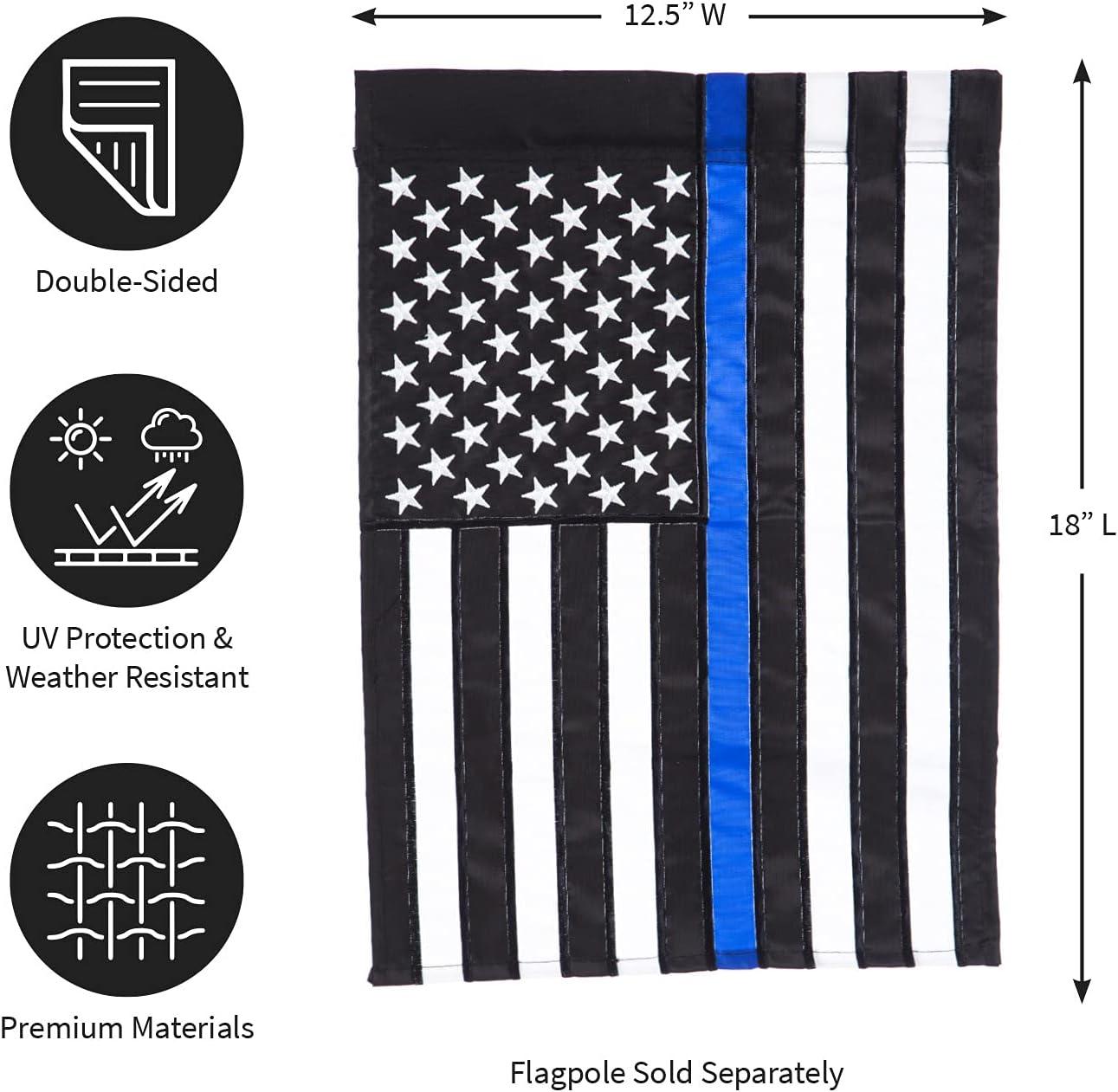 Evergreen Flag Thin Blue Line Garden Applique Flag 12.5 x 18 Inches Indoor Outdoor Decor