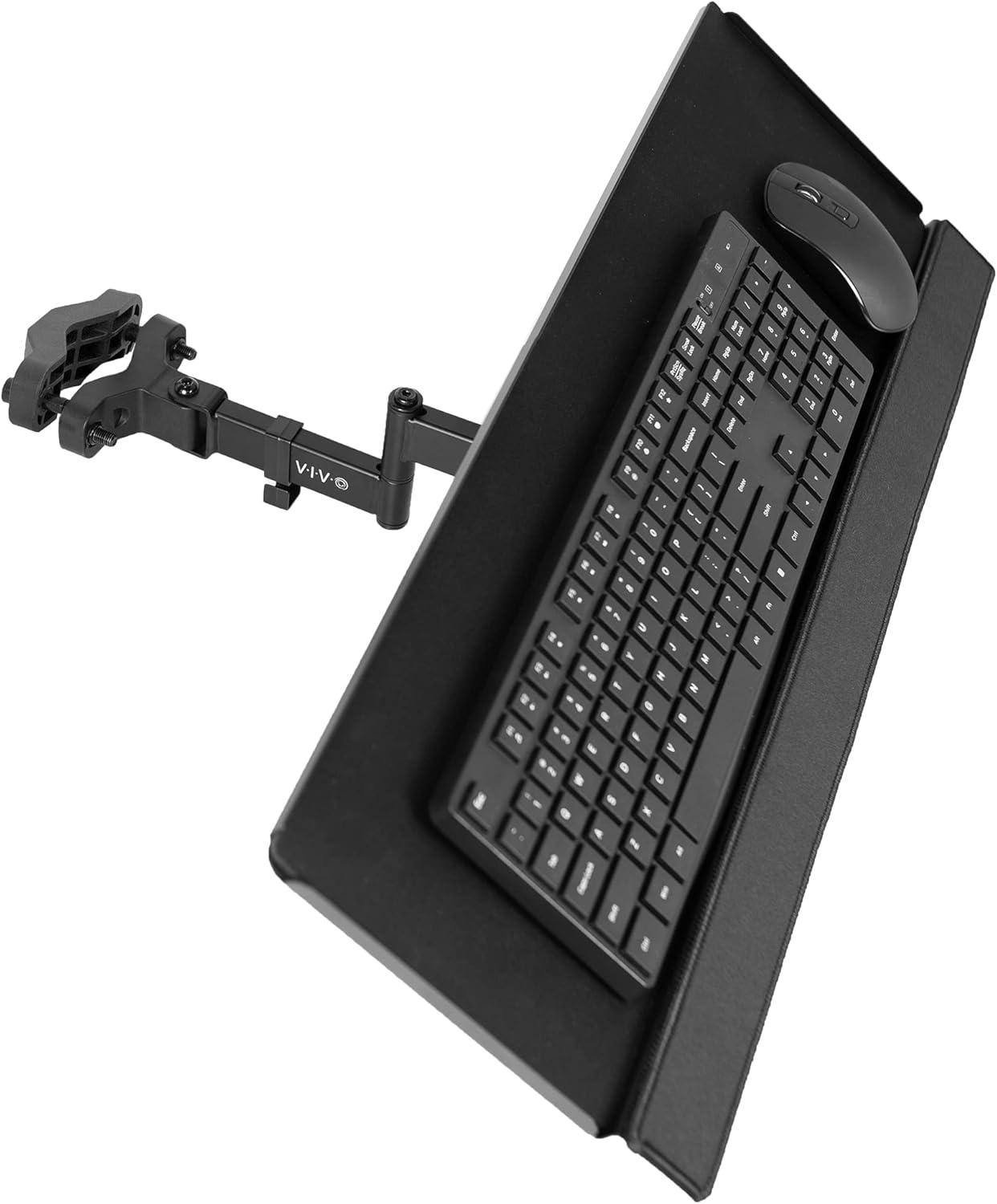 Black Adjustable Steel Pole Mount Keyboard and Mouse Tray