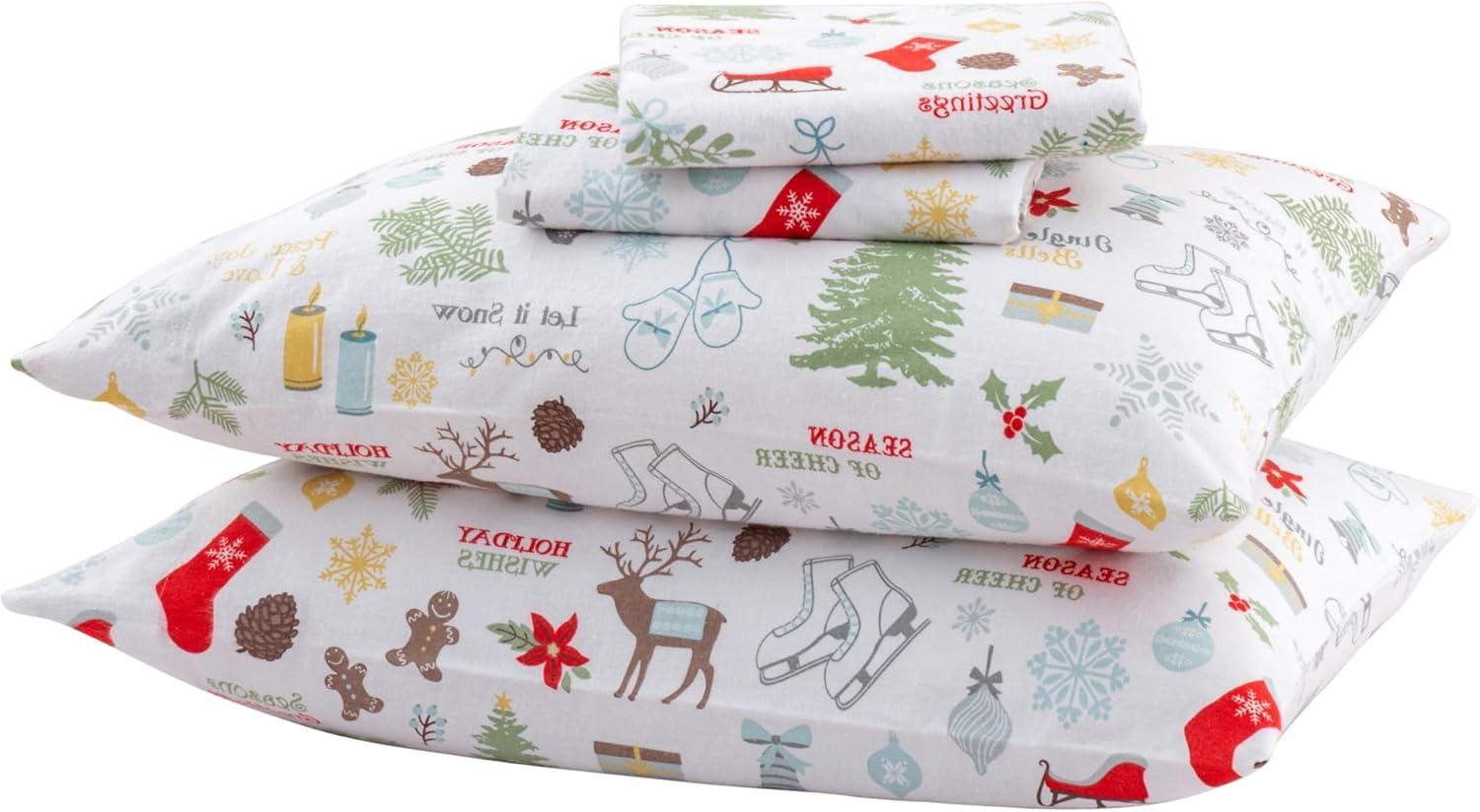 100% Cotton Holiday Flannel Sheet Set - Great Bay Home