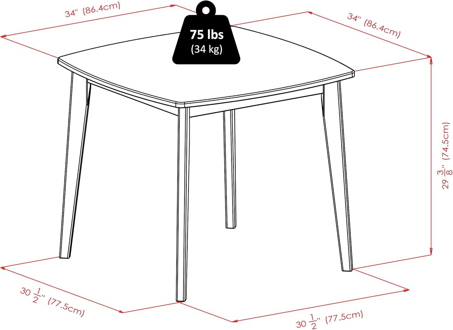 Pauline Dining Table Walnut - Winsome: Solid Wood, Square Shape, Seats 4