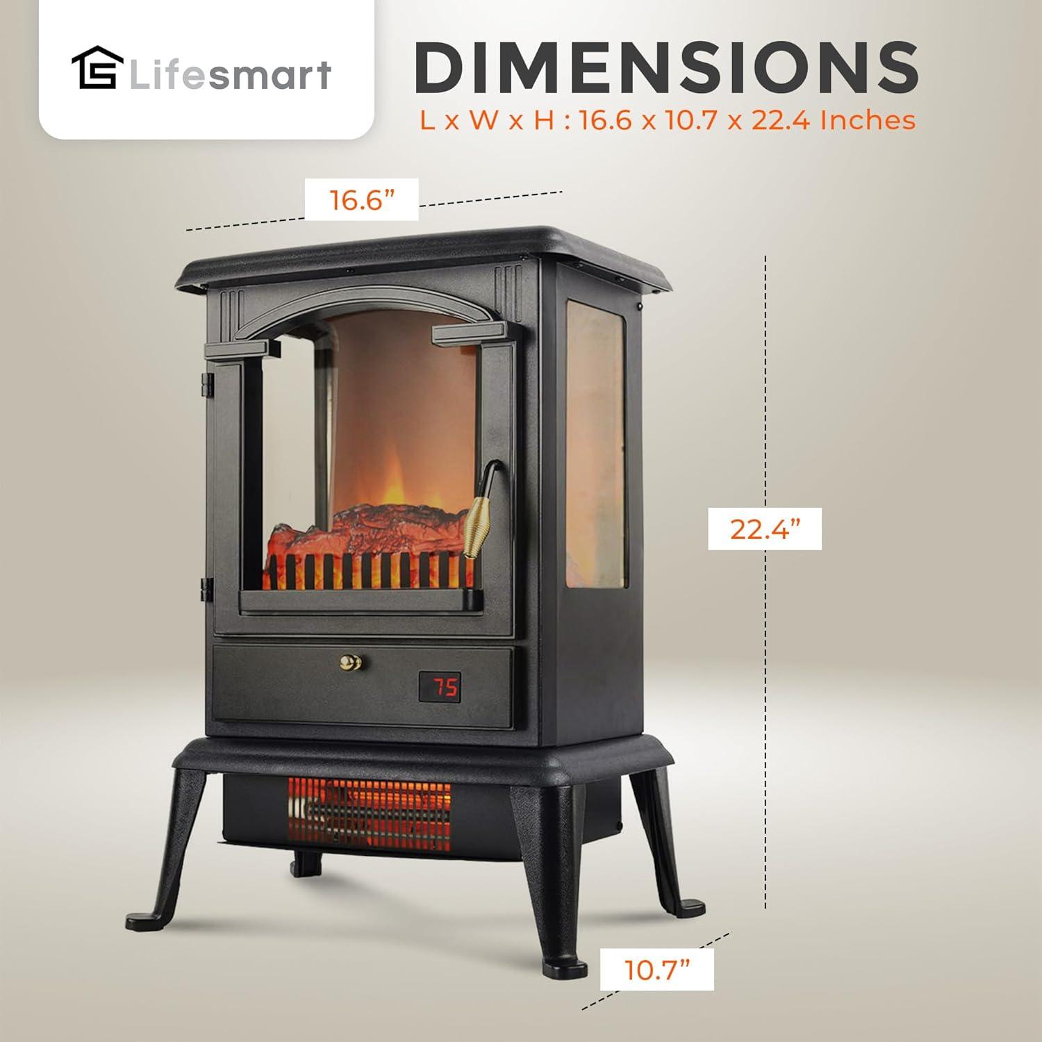 Lifesmart LifeSmart LifePro 1500W 3 Sided Electric Infrared Quartz Indoor Stove Heater