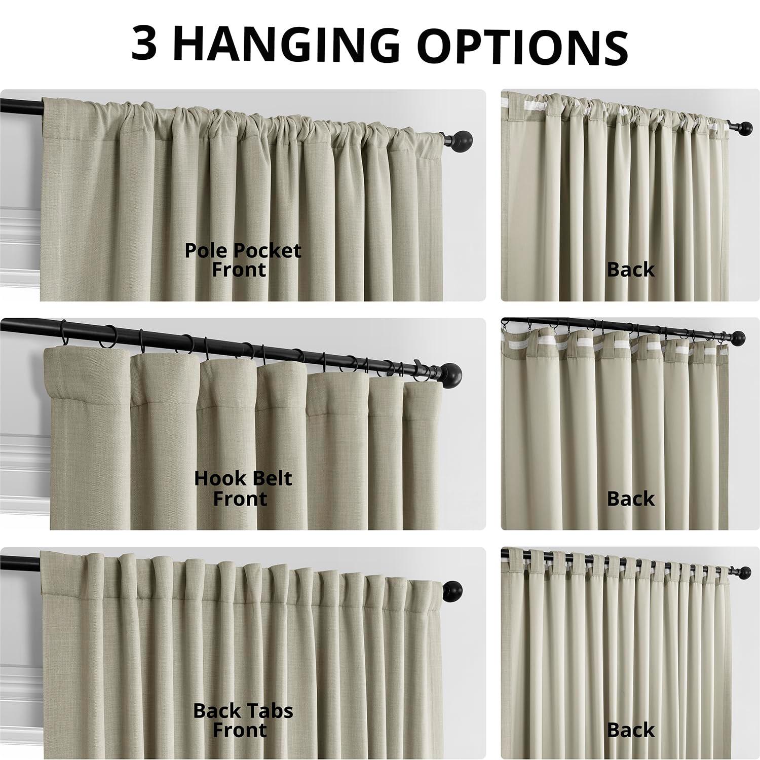 Oatmeal Faux Linen Extra Wide Room Darkening Curtain (1 Panel), Oatmeal, 100W X 108L
