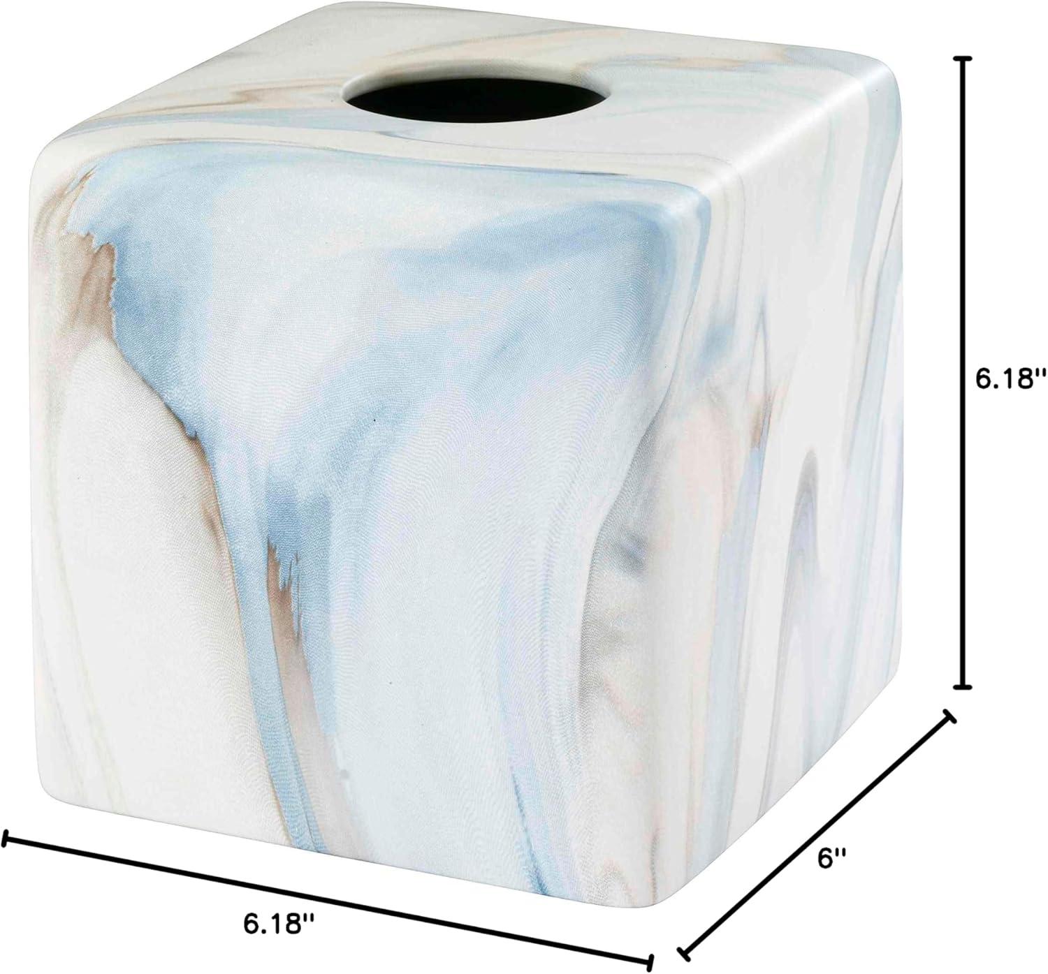 Blue and White Ceramic Marble Tissue Box Cover