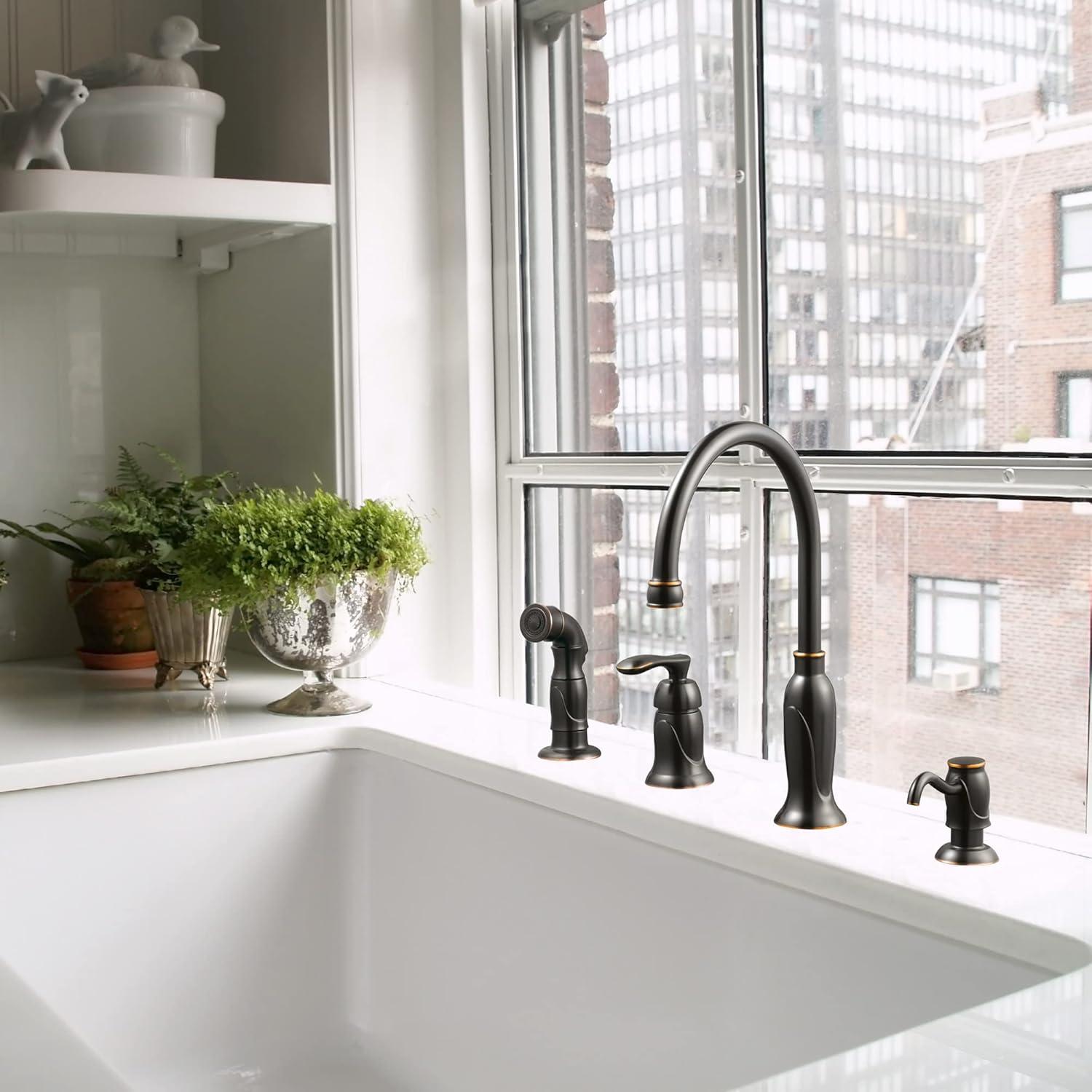 Alcott Hill® Alcott Hill® Helen Kitchen Faucet with Side Spray and Soap Dispenser