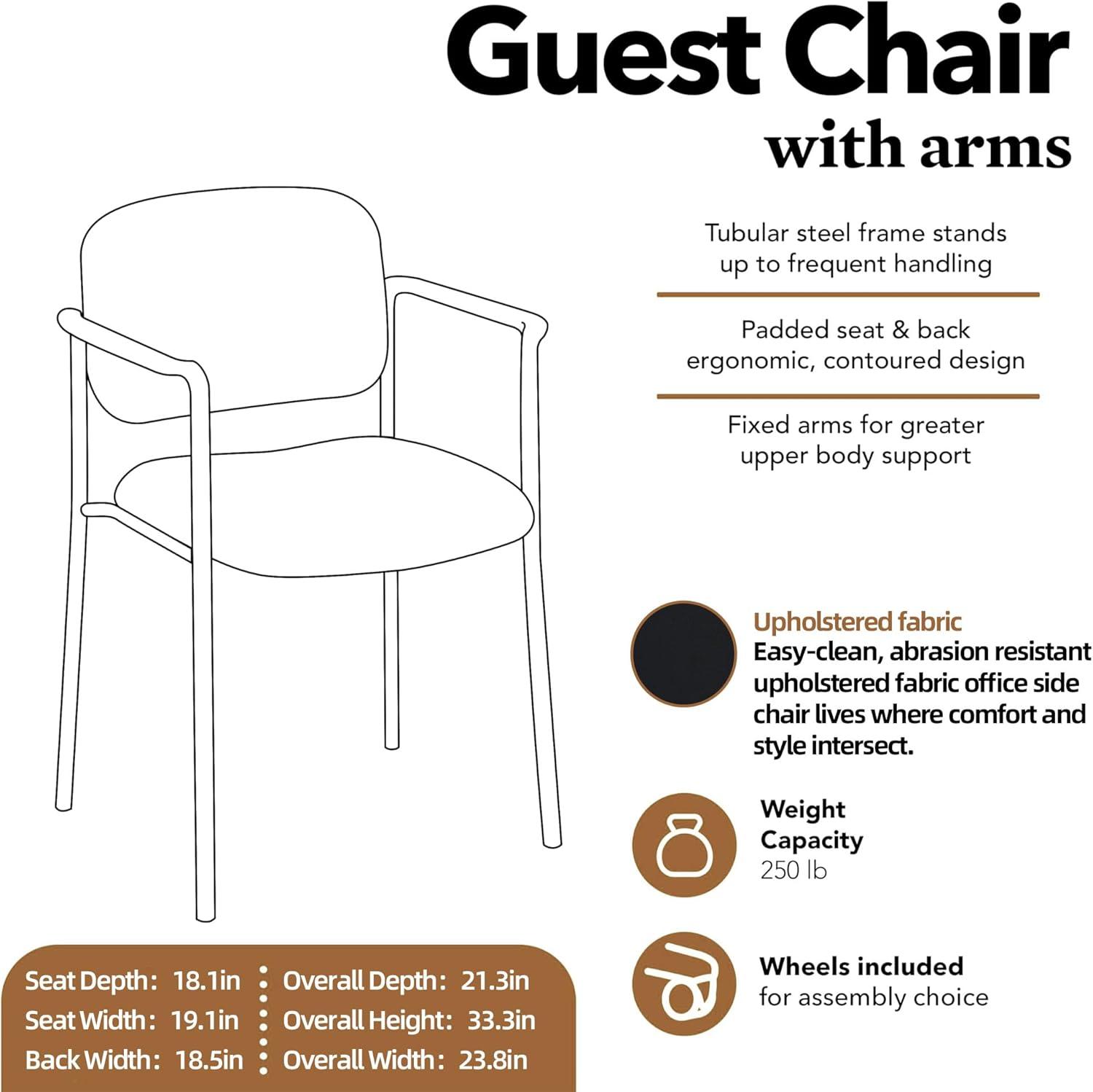 SNUGWAY Office Guest Chairs with Arms - Stacking Reception Chair for Comfort & Style，Fabric，Black