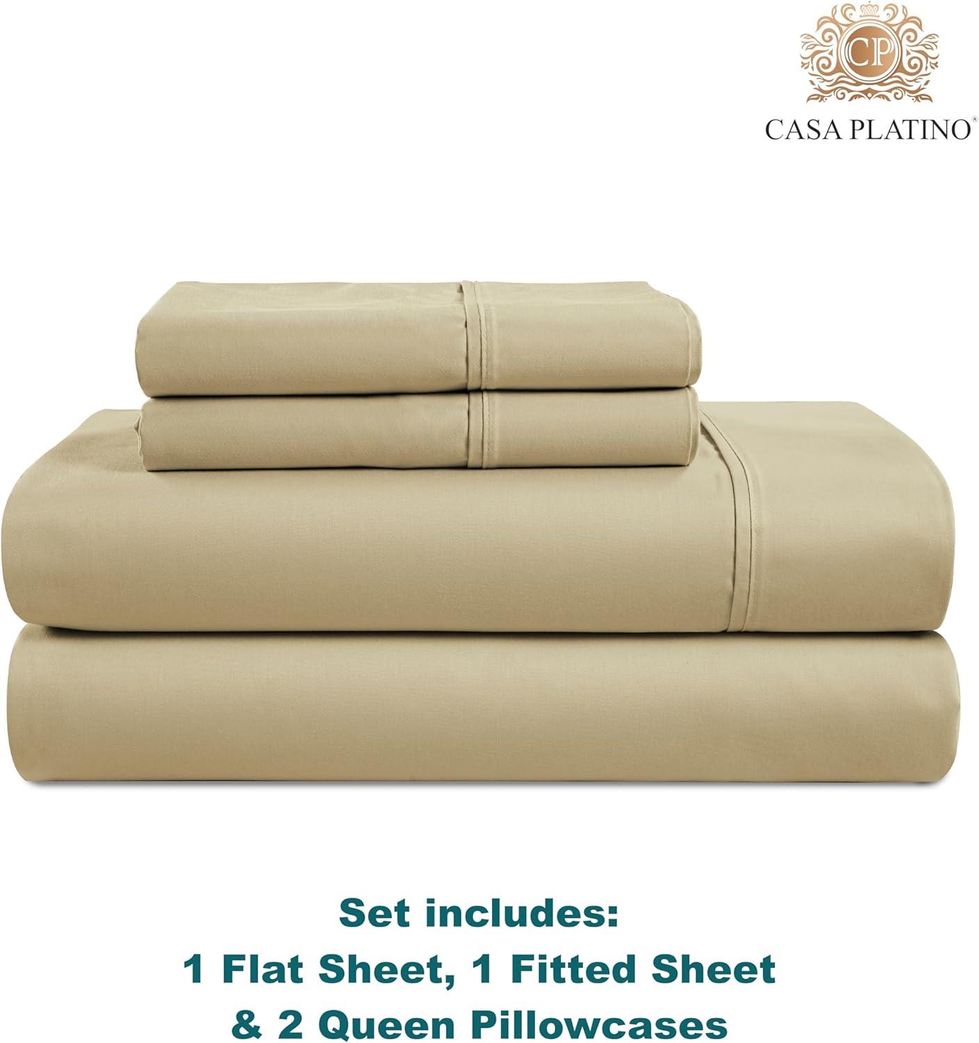 Taupe Queen 1000 Thread Count Cotton Polyester Sheet Set