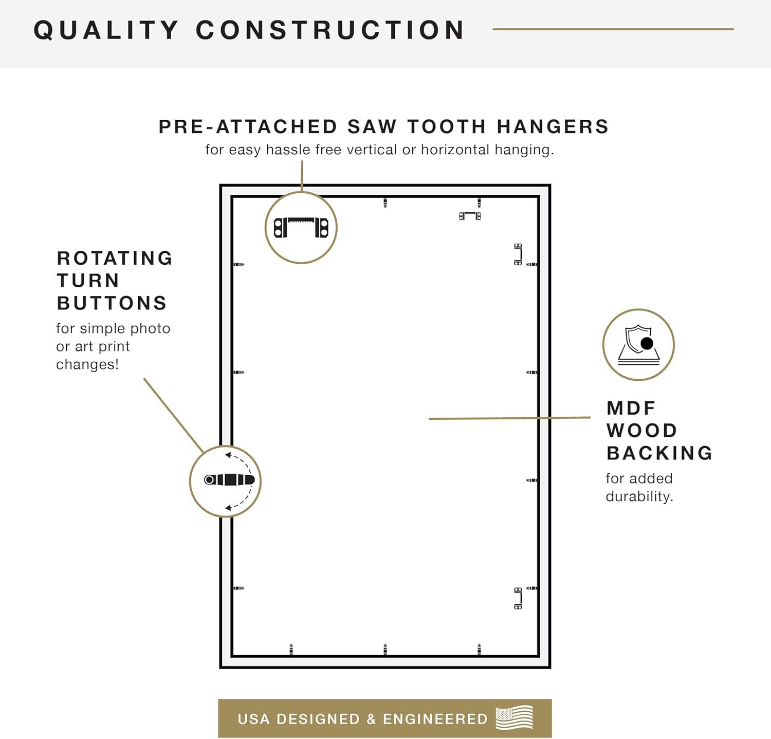 MCS Studio Gallery 24x36 Poster Frame Black Woodgrain, Vertical & Horizontal Wall Hanging Large Picture Frame for Photos, Posters & Art Prints (1-Pack)