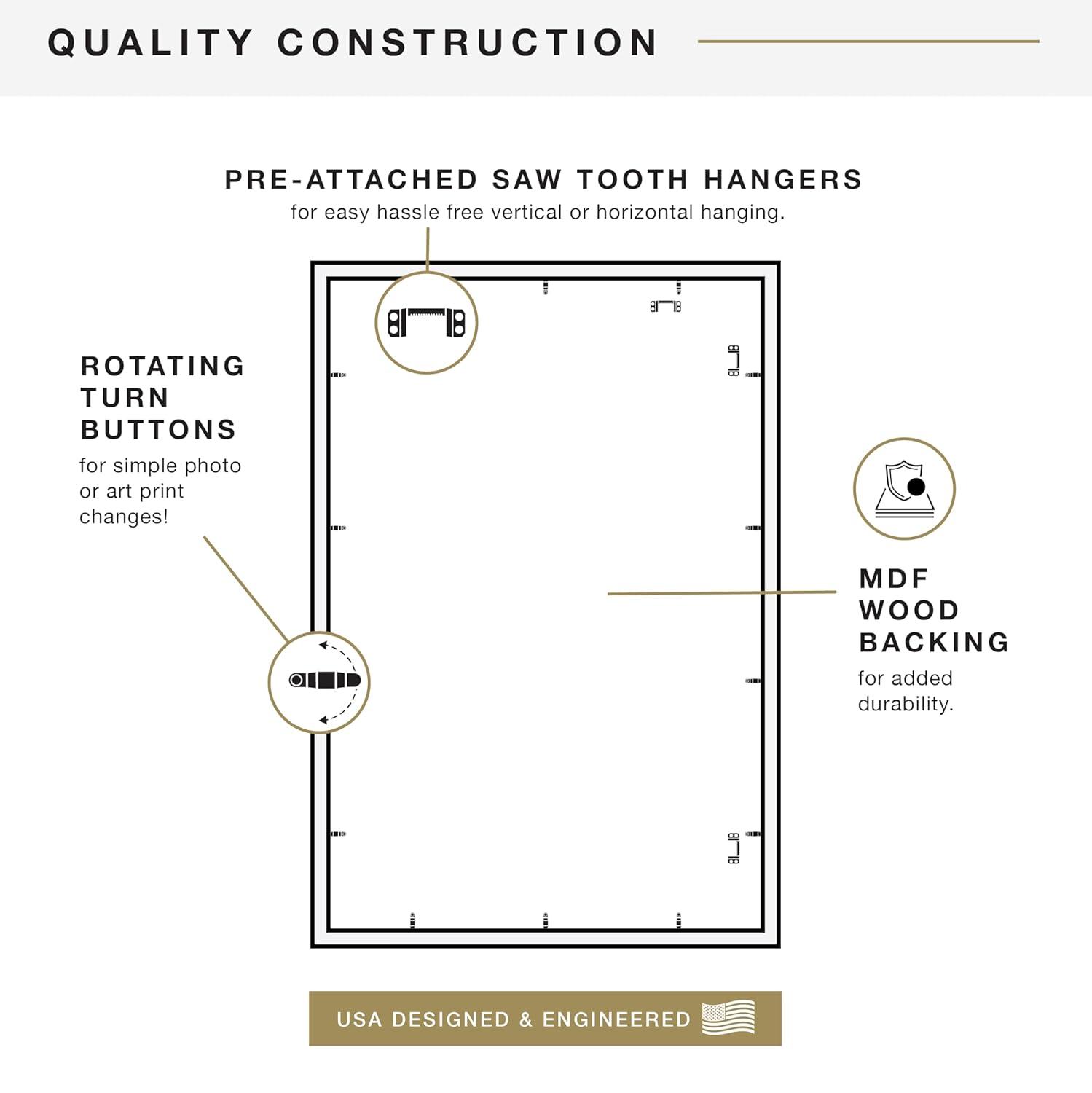 MCS Studio Gallery 24x36 Poster Frame Black Woodgrain, Vertical & Horizontal Wall Hanging Large Picture Frame for Photos, Posters & Art Prints (1-Pack)