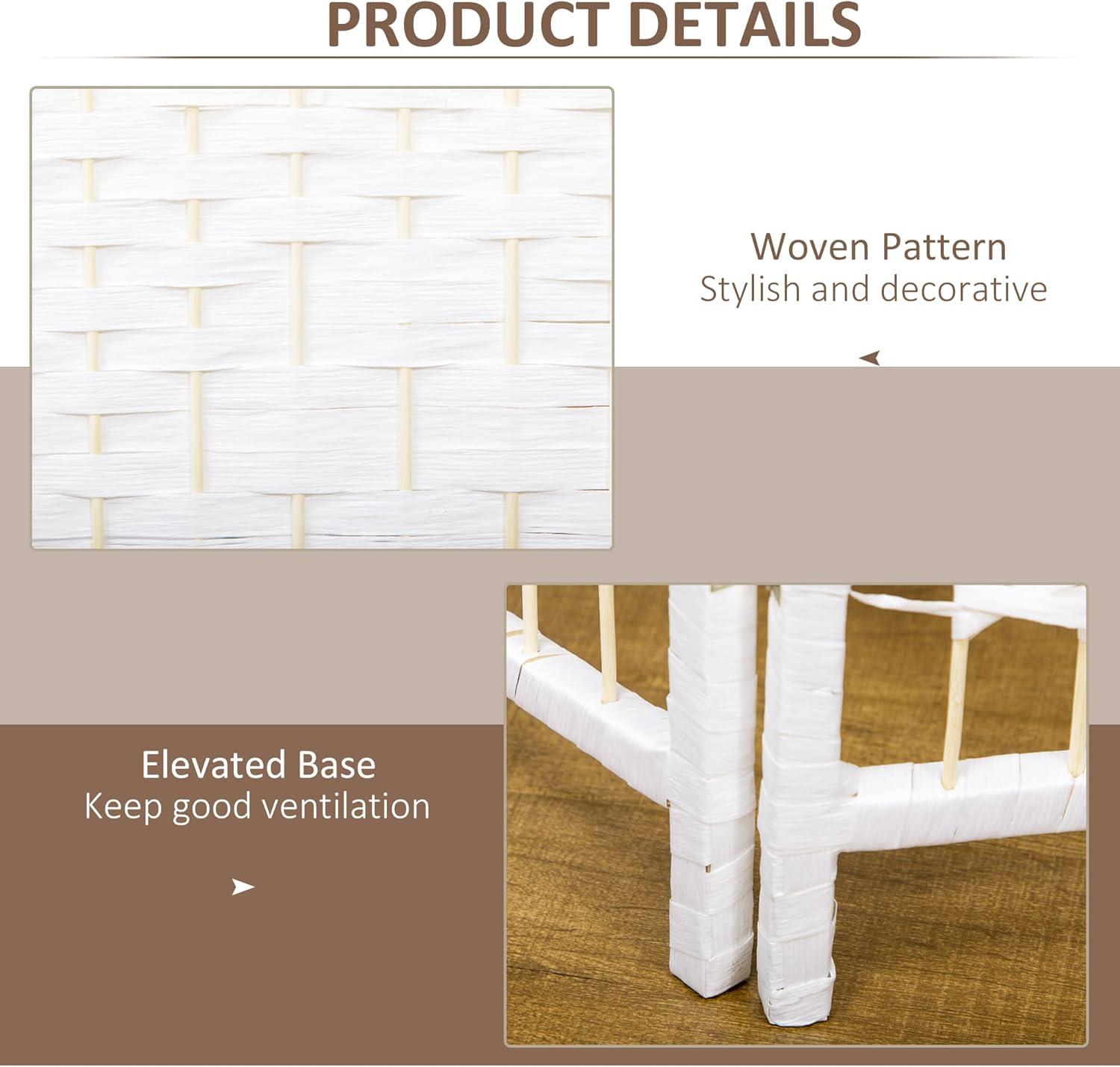 White Wave Fiber Freestanding Partition Wall Divider, 3 Panel Room Separator, Folding Privacy Screen, 5.6'