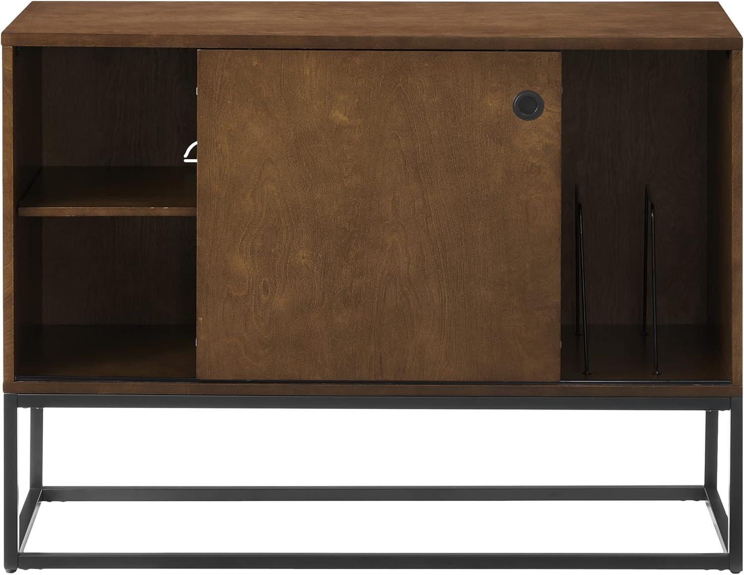Byron Media Console Brown/Black - Crosley: Sliding Door, Adjustable Shelf, Cable Management