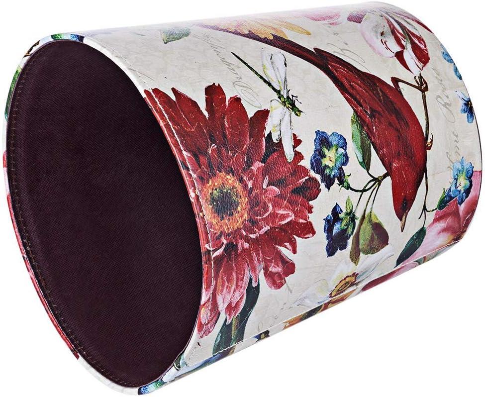 Retro Floral Pattern Waterproof Cylindrical Trash Can