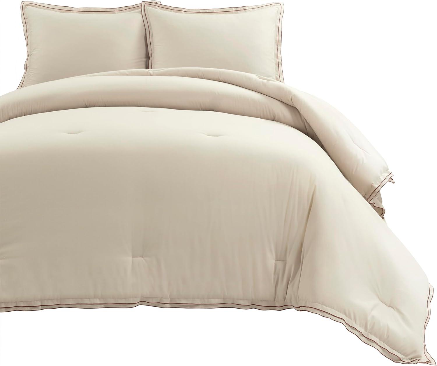 Hampton Double Flange Embroidered Contrast Edge Comforter 3 Pieces Set