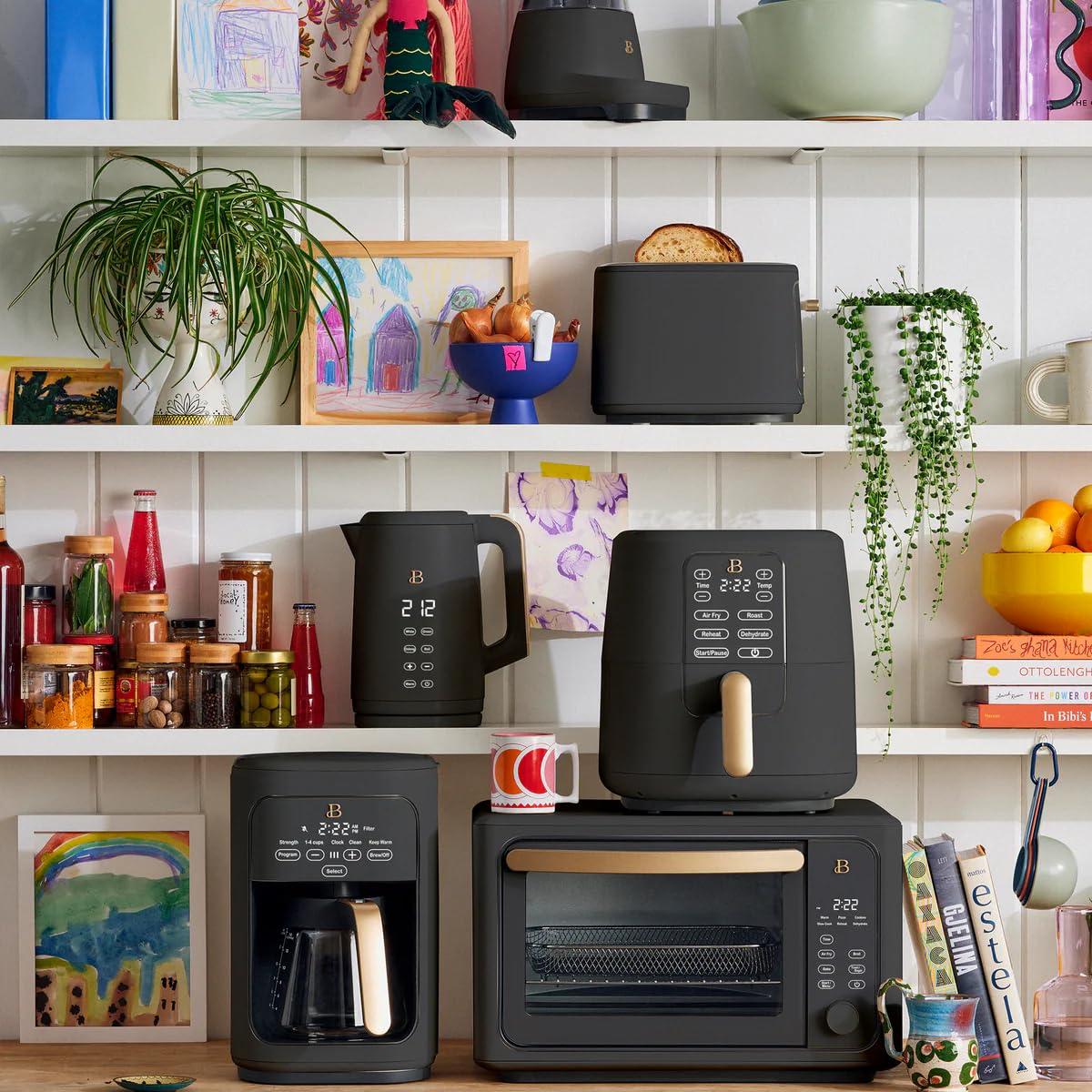 Beautiful 14-Cup Programmable Drip Coffee Maker with Touch-Activated Display, Oyster Grey by Drew Barrymore
