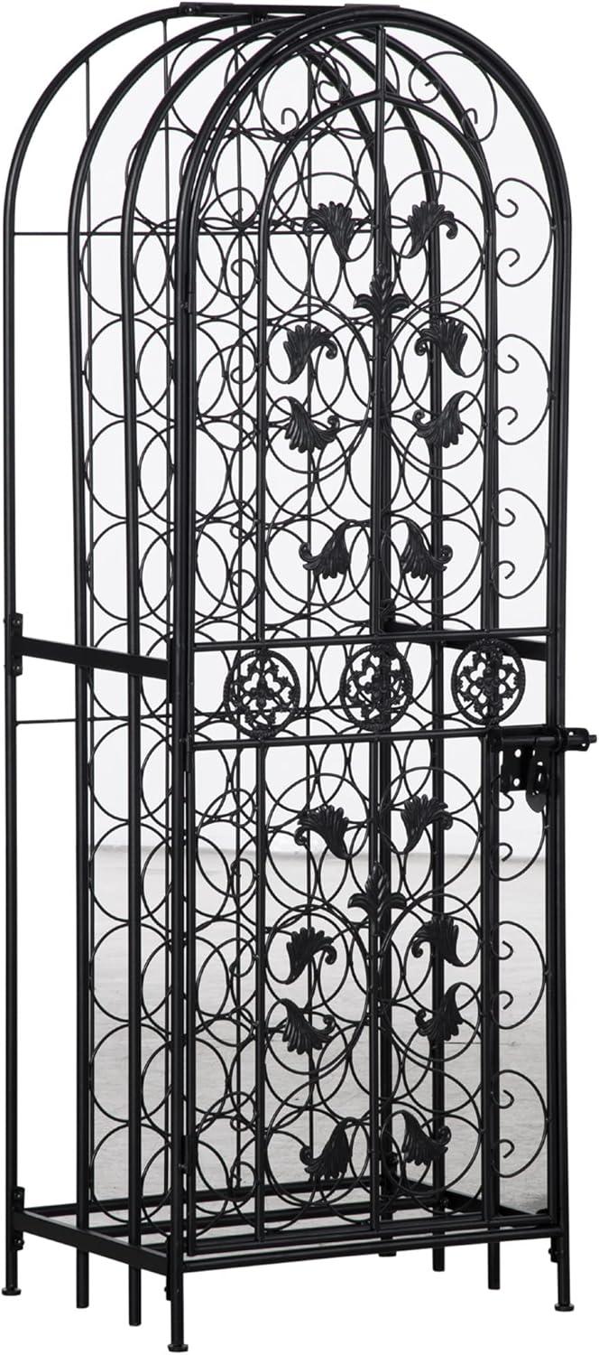 HOMCOM 45-Bottle Modern Wine Organizer Decorative Portable Wrought Iron Wine Rack Jail