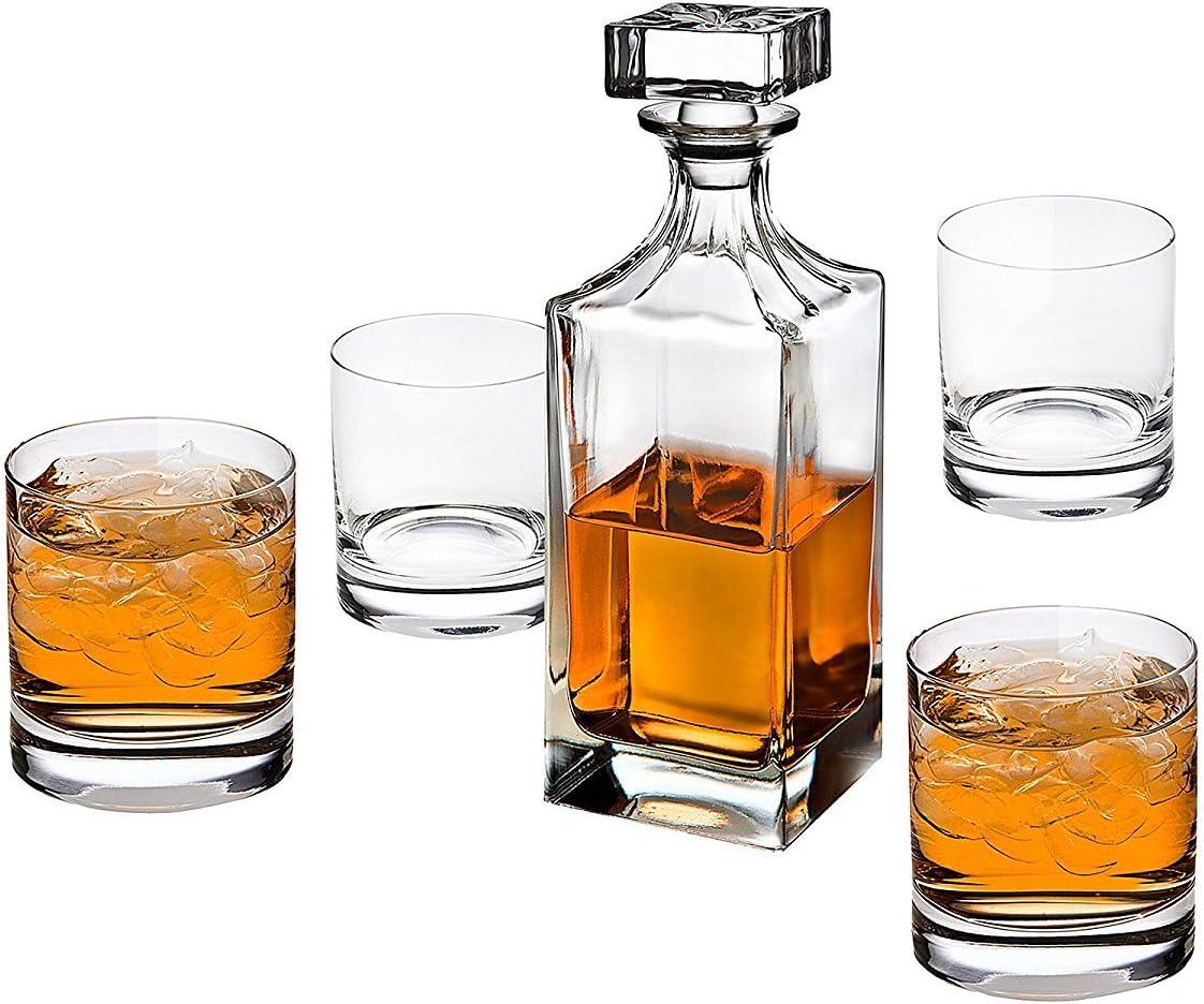 Lead-Free Crystal 5-Piece Whiskey Decanter Set