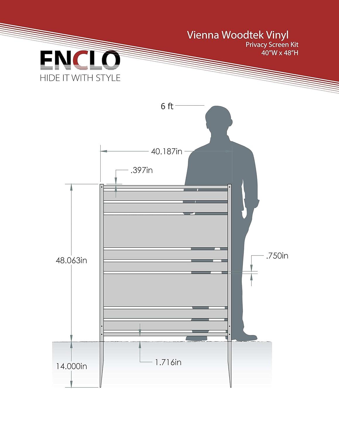Enclo 48in H x 40in W (2 Panels) No Dig Enclo Vienna Charcoal Color Woodtek Privacy Screen, Outdoor Vinyl Privacy Fence Panel, Privacy Wall for Trash Cans & Air Conditioner Fence, Patio Privacy Screen, EC18018