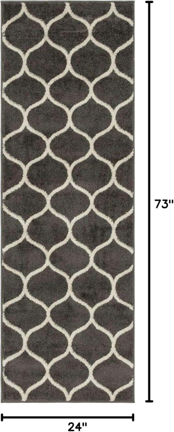 Unique Loom 2' 0 x 6' 0 Trellis Frieze Rounded Dark Gray Area Rug