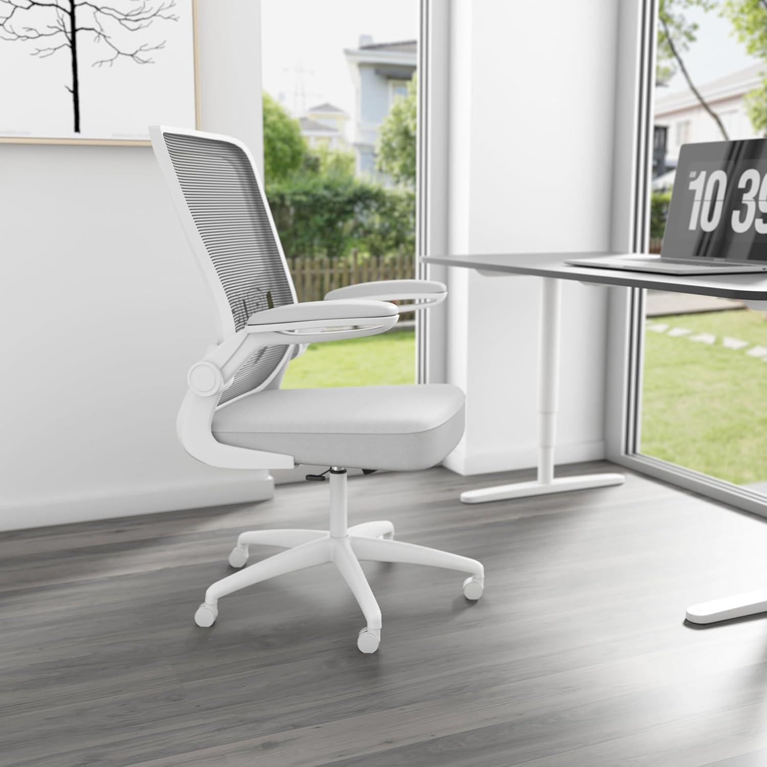 Gray Mesh and Fabric High-Back Task Chair with Adjustable Arms