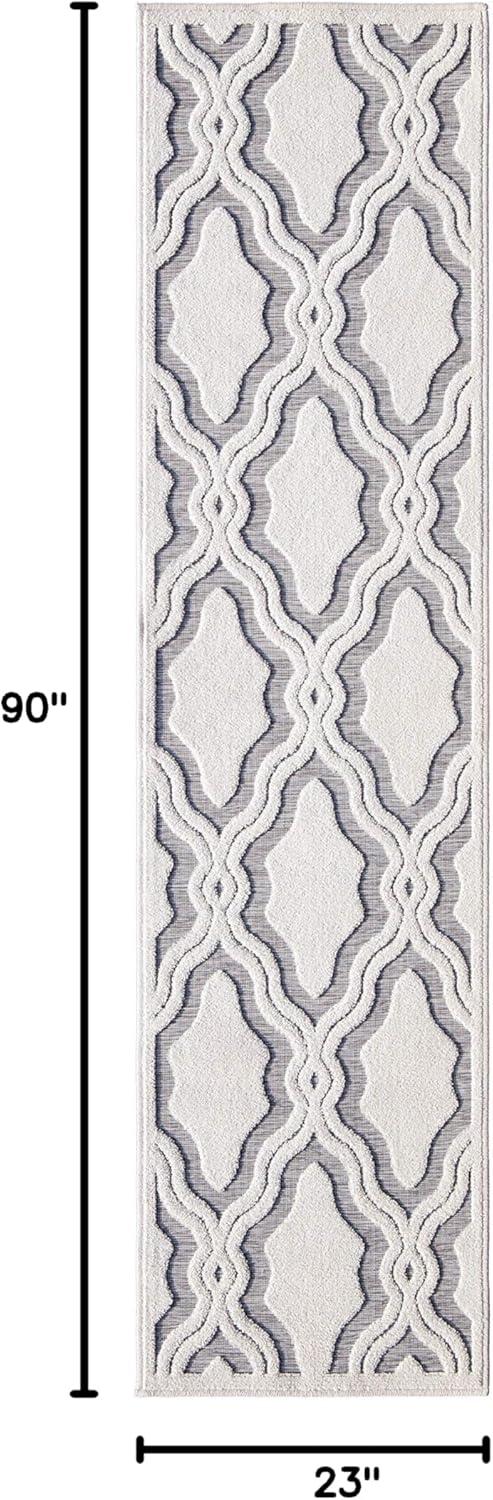 My Texas House Cotton Blossom Natural Gray High Low Indoor Outdoor Rug