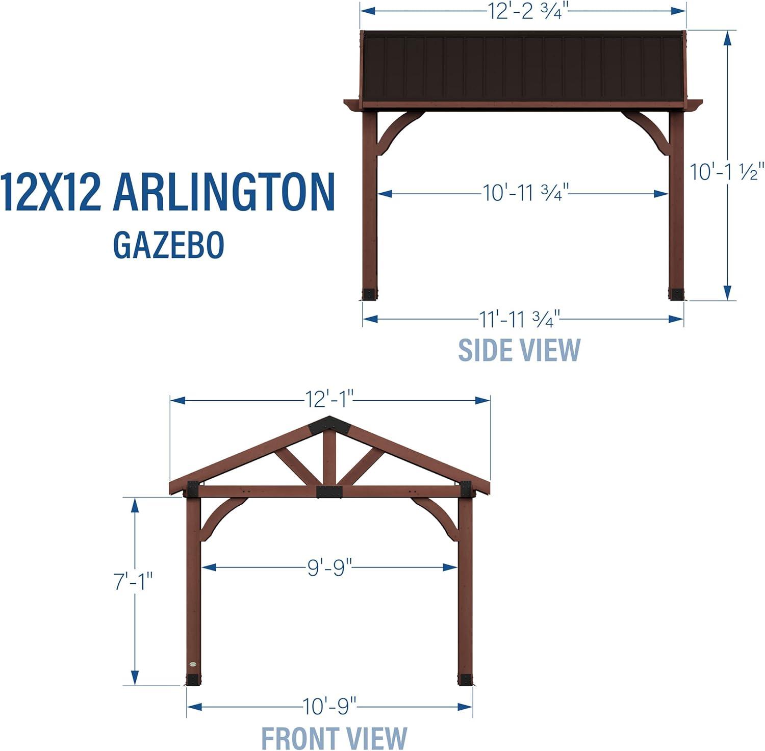 Arlington 12x12 Cedar Gazebo with Insulated Steel Roof