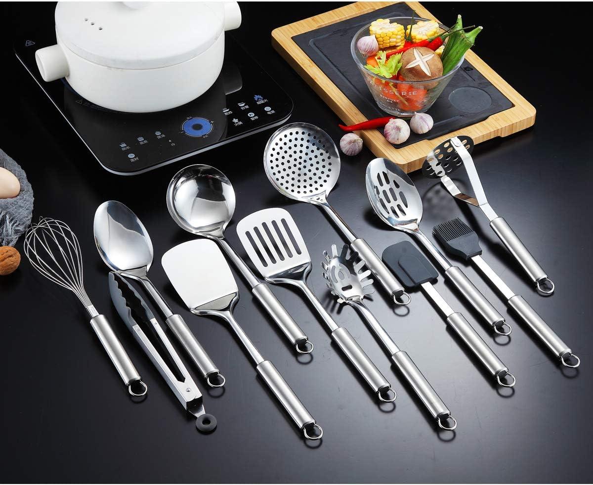 13-Piece Stainless Steel Cooking Utensil Set with Holder