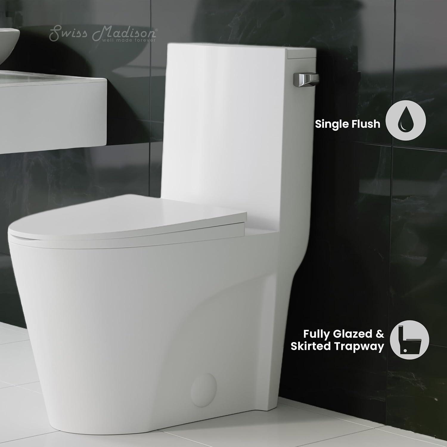 St. Tropez One Piece Elongated Toilet Dual Vortex Flush 1.6 GPF