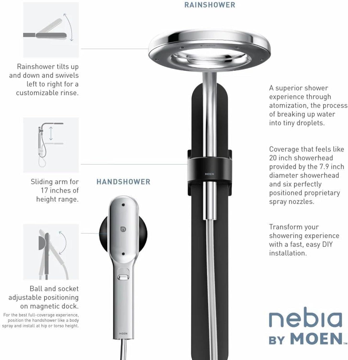 Moen N207C0Bl Matte Black Two-Function 7.9" Diameter Head Standard With Handshower