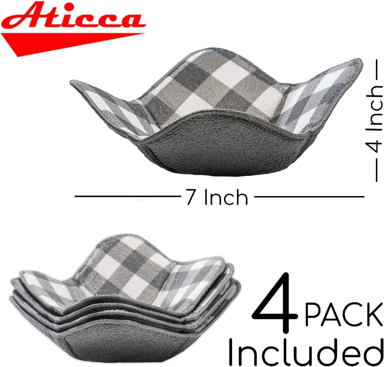 ATICCA Microwave Bowl Huggers Holders for Hot Food Set of 4 Bowl Potholders Soup Bowl Cozy Bowl Hot Pads Hot Bowl Holder Multipurpose Hot Heat Proof Plate Holder Pot Holders for Bowls