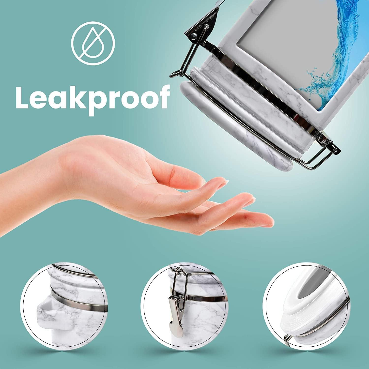 Home Intuition Home Intuition Ceramic Kitchen Canisters Set of 4 with Wooden Spoons Reusable Chalk Labels, Coffee, Tea (Light Blue)