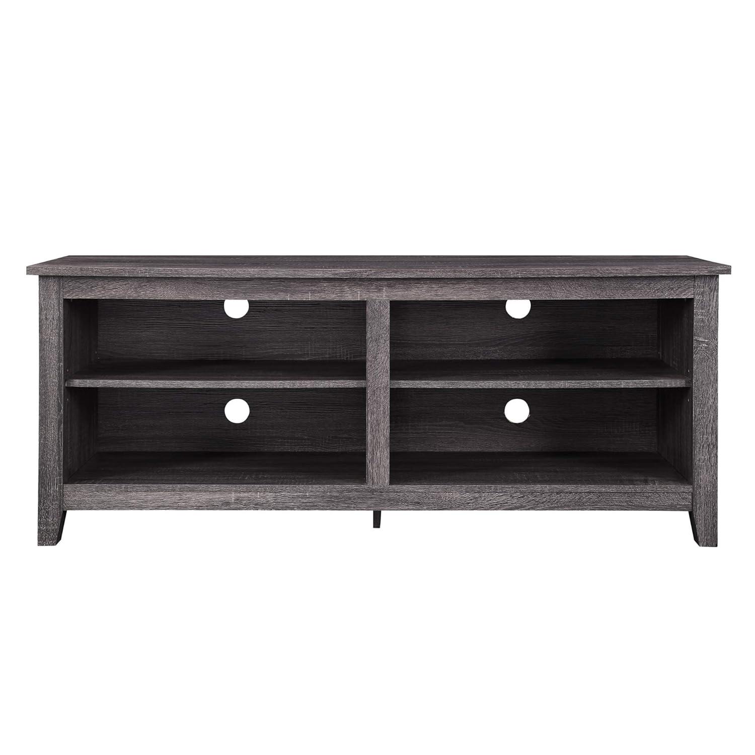 Walker Edison Open Storage TV Stand for TVs up to 65", Charcoal