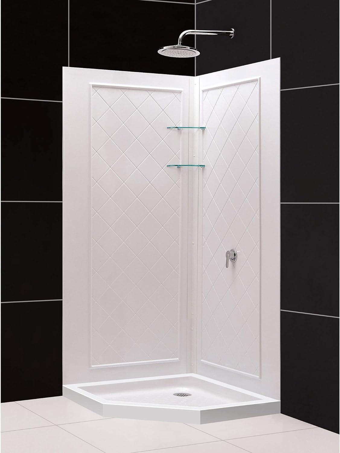 Qwall 38'' W x 38'' D x 76.75" H Framed Neo-Angle Shower Stall and Base Included