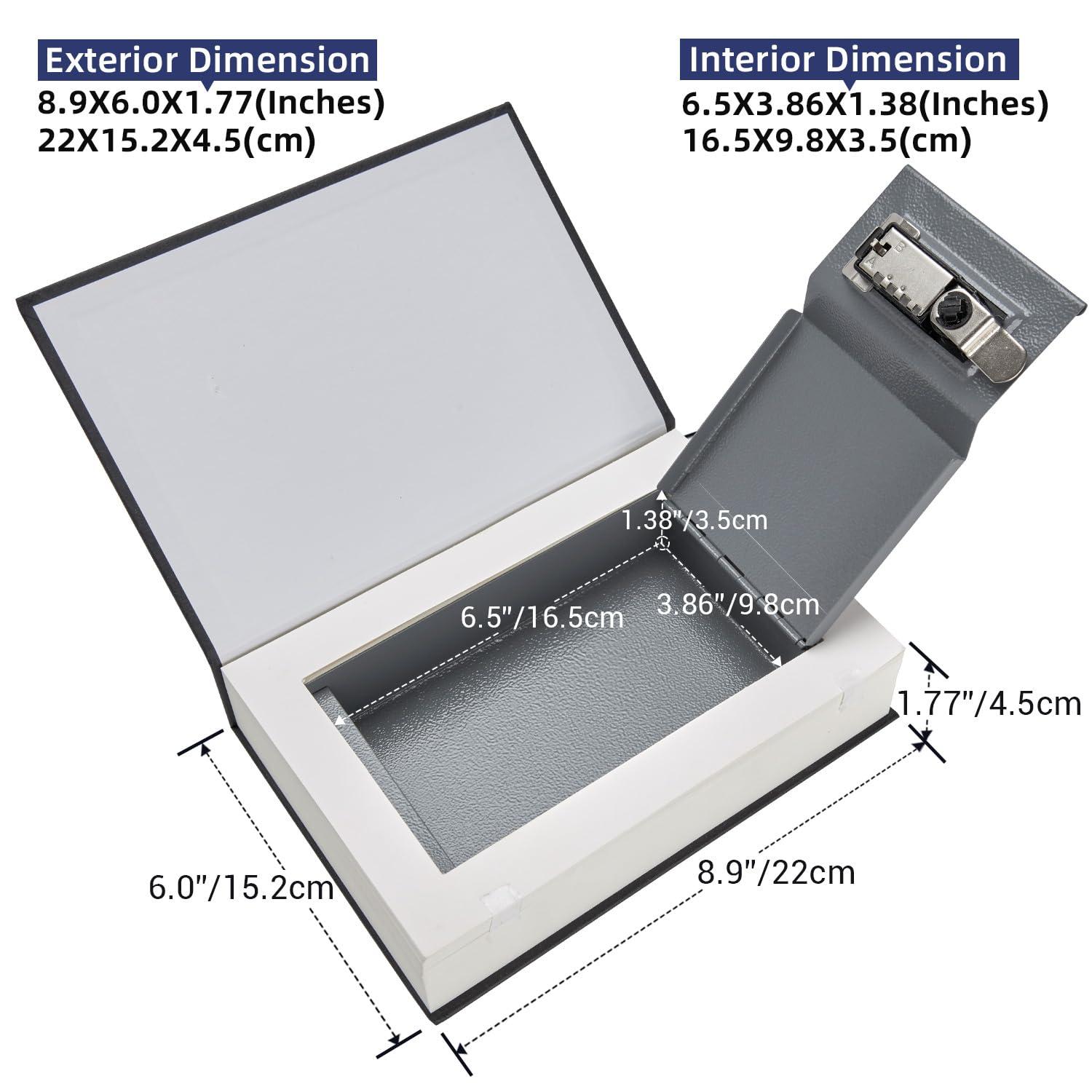 Book Safe Box with Combination Lock, Ohuhu Upgrade Dictionary Diversion Safe Secret Hidden Box for Home Office, Portable Safe Box for Money Cash Jewelry
