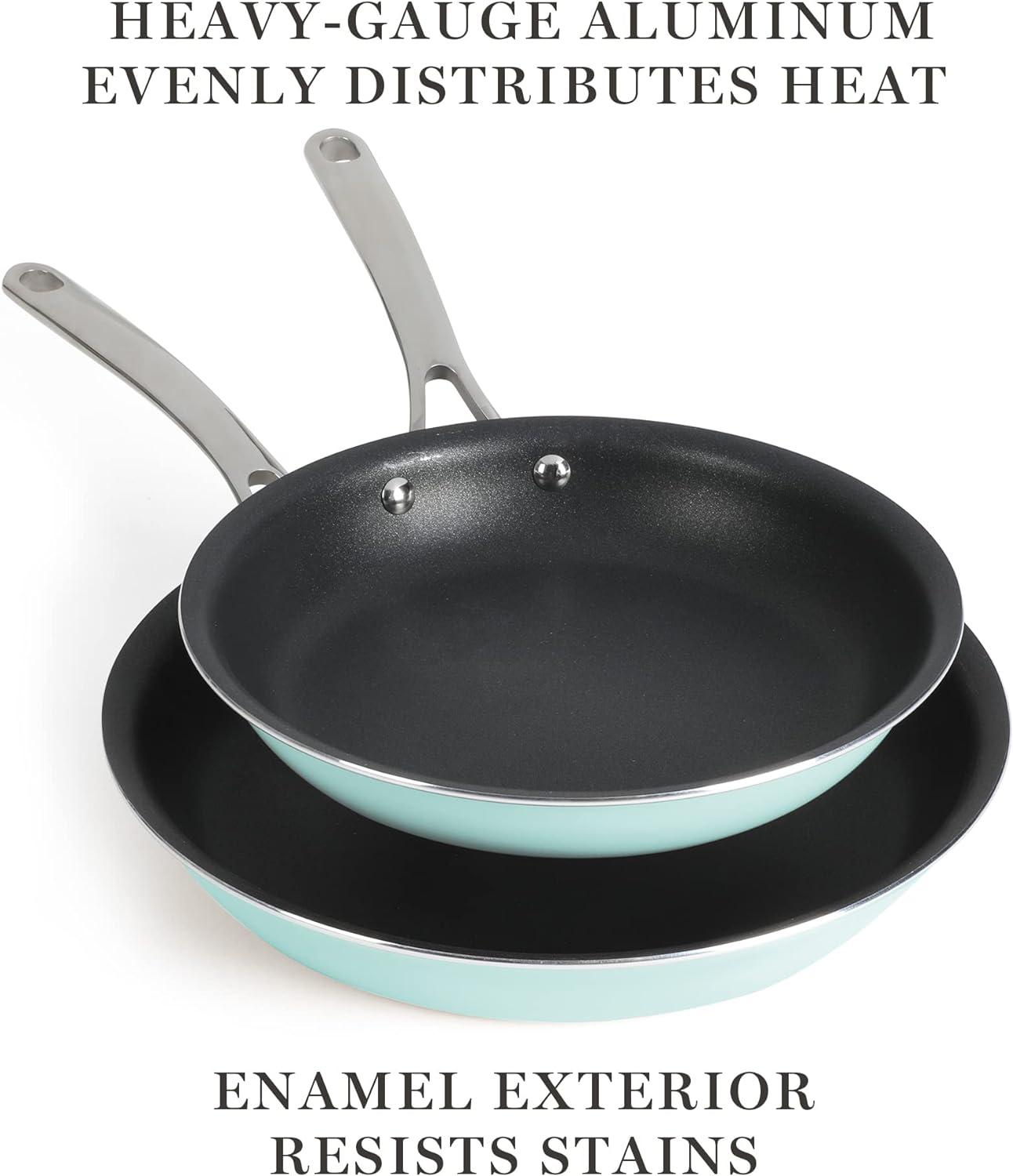 Turquoise Aluminum Nonstick 2-Piece Fry Pan Set