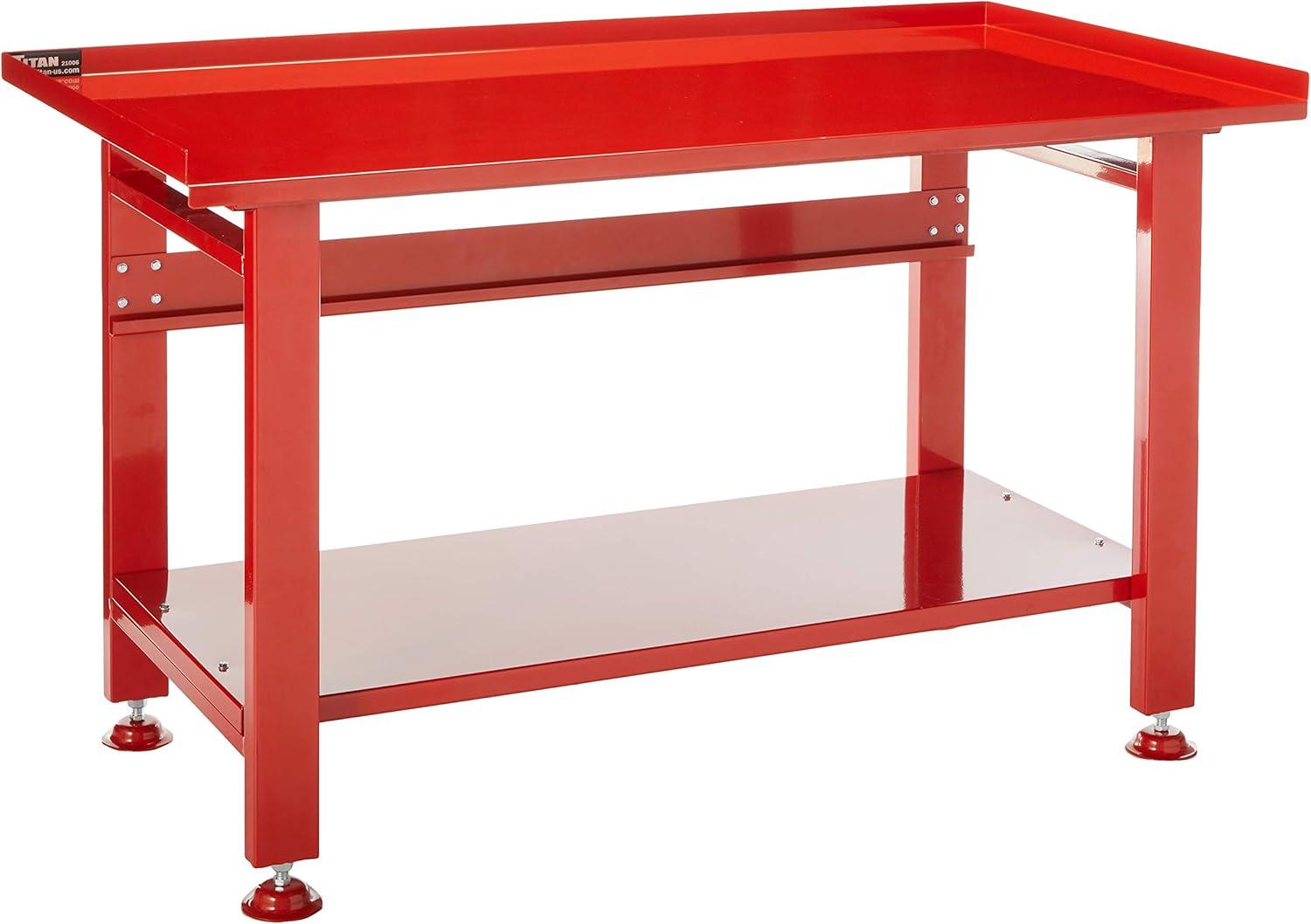 Titan Heavy-Duty Red Steel Workbench, 1200 lbs Capacity, 60x31"