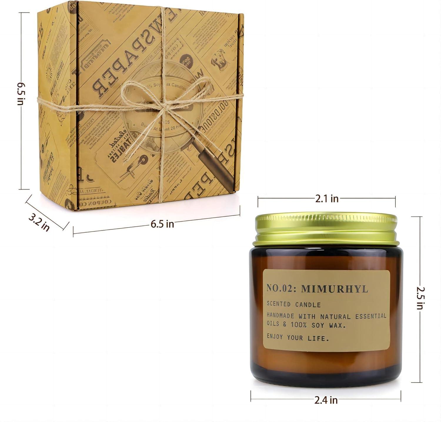 YFYTRE 4 Pack Scented Candle Set Soy Wax, Aromatherapy Candles for Home Decoration, Jar Candles Gift for Women with Amber Glass Jars and Kraft Wrapping