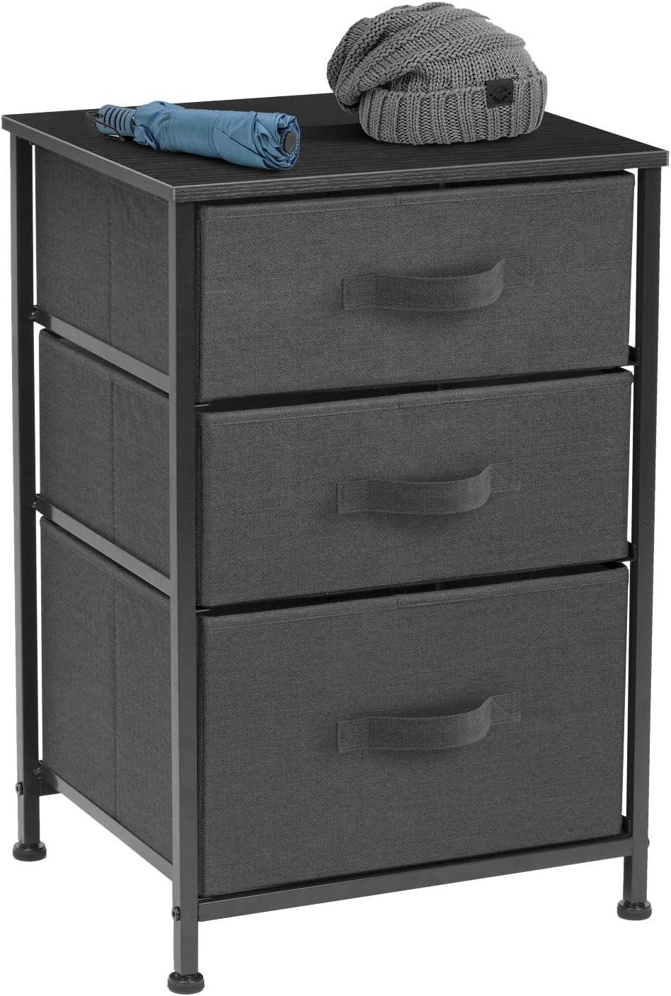 Sorbus 3  Drawers - Steel Frame, Wood Top & Easy Pull Fabric Bins - Perfect for Home, Bedroom, Office & College Dorm