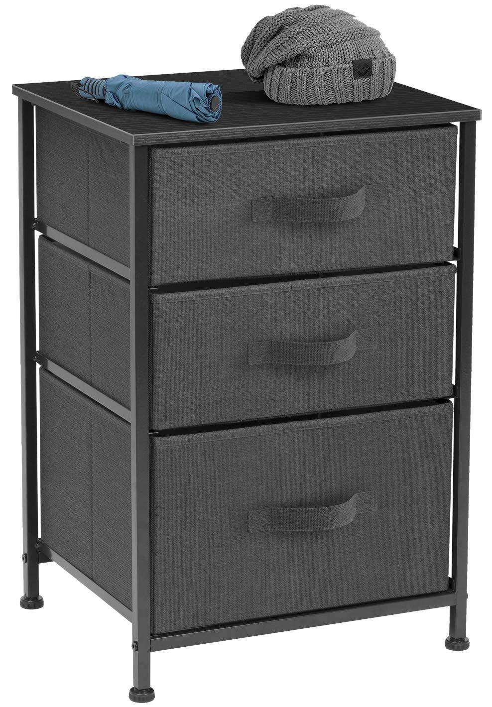 Sorbus 3  Drawers - Steel Frame, Wood Top & Easy Pull Fabric Bins - Perfect for Home, Bedroom, Office & College Dorm