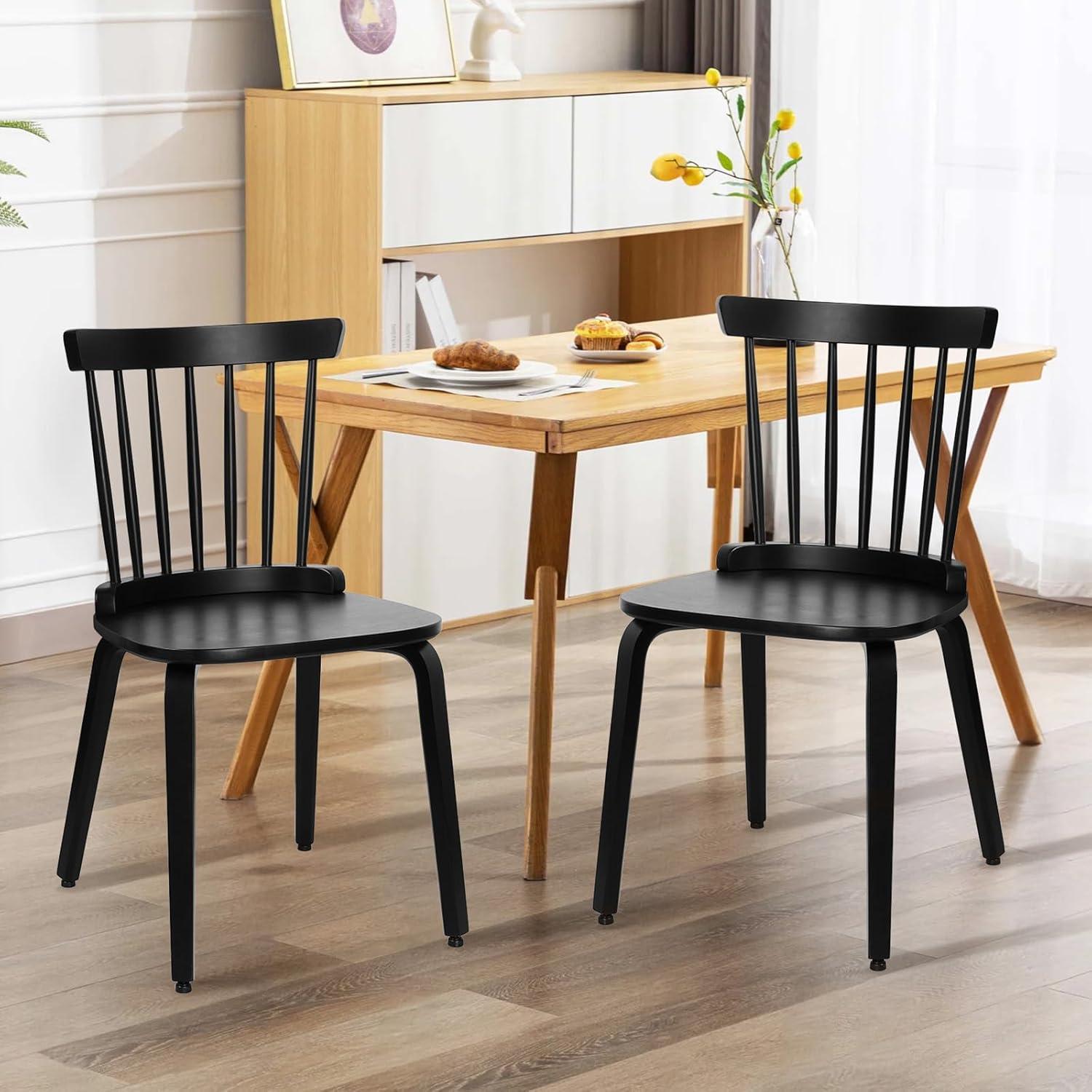 Dining Chair Set of 2 Solid Wood Farmhouse Windsor Style Side Chair for Dining Room Kitchen Office