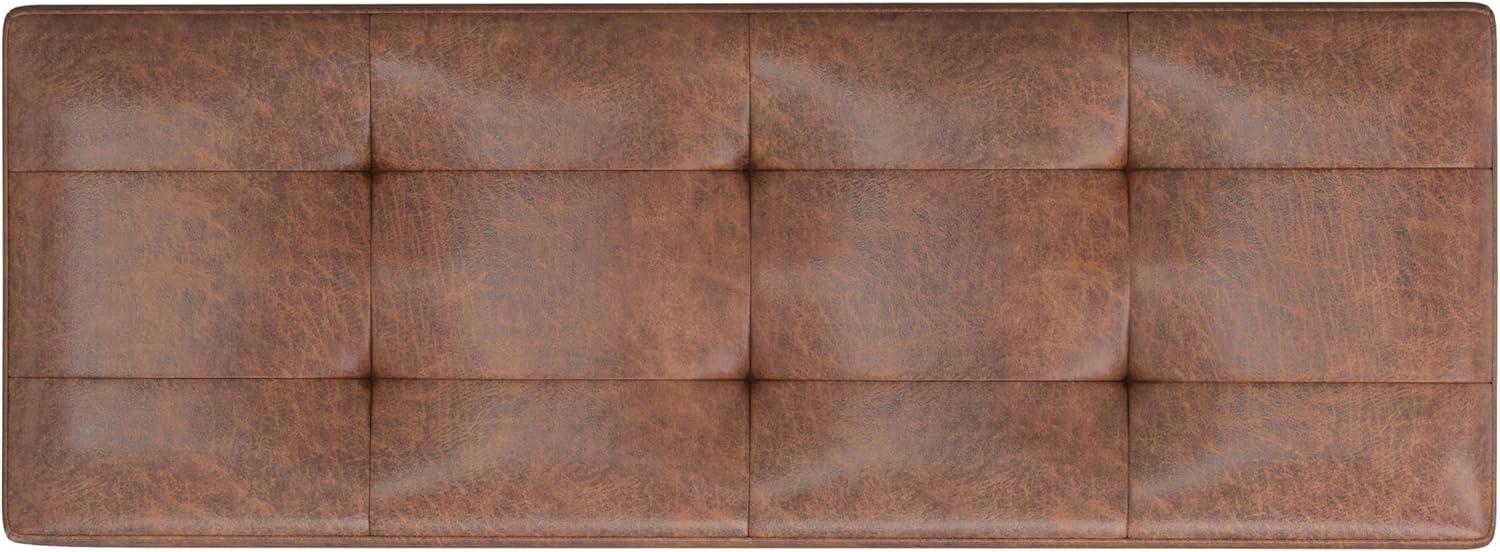 Shay 48" Saddle Brown Faux Leather Storage Ottoman